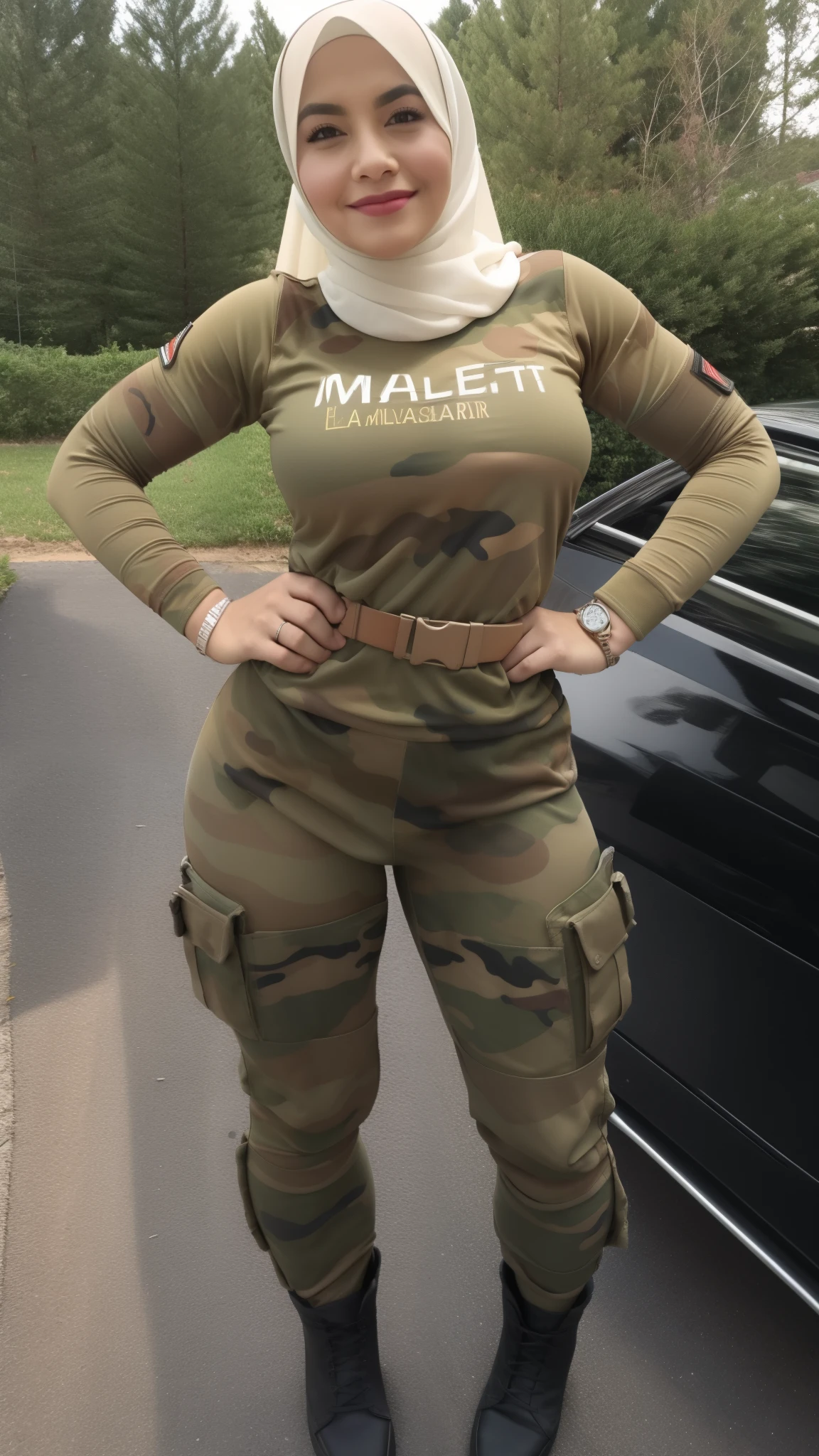 (SOLDIER MALAYSIA ARMY) SMILE Asshole SAGGY GIGANTIC BREASTS (HIJAB) (Aunt Kalsom Malaysia Milf) is 79 years old, fat, naked forest (LEGGING Soldier T-SHIRT) BOOTS