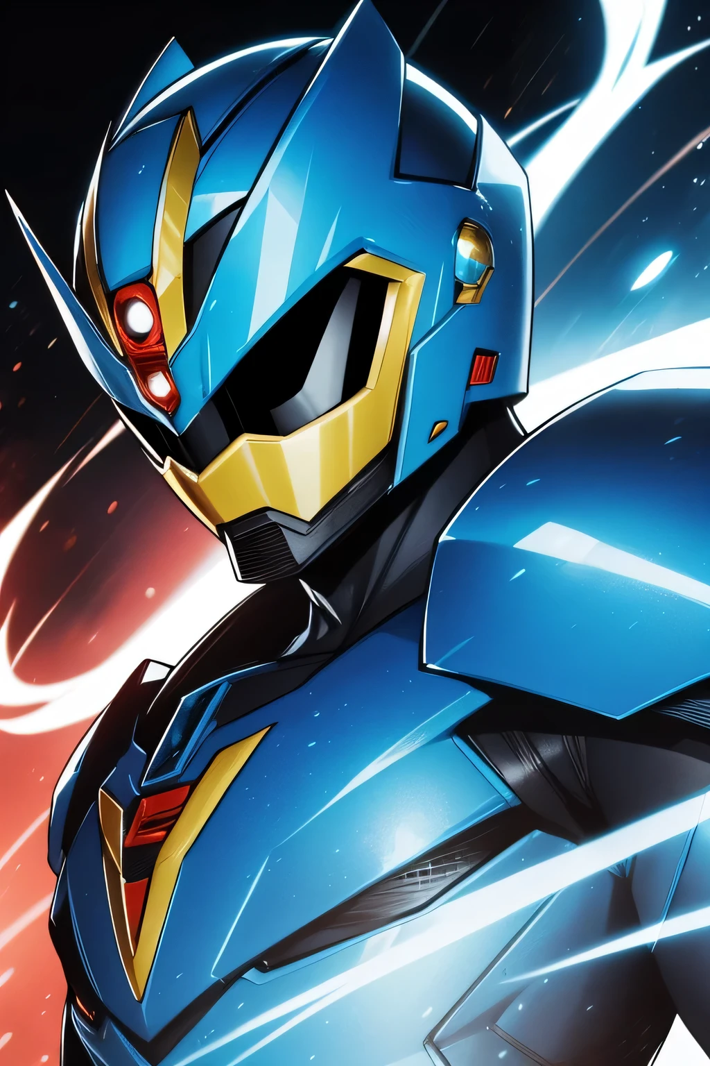 super sentai, power rangers, blue ranger, hydra theme, bodysuit, armor, full face helmet, tokusatsu