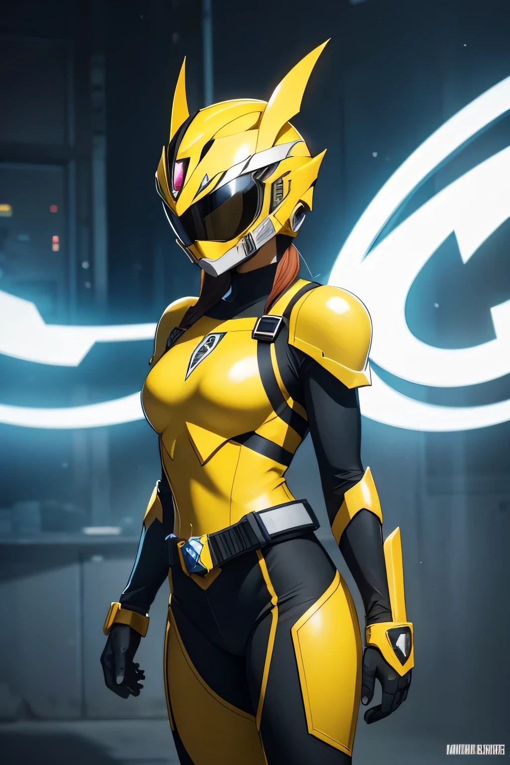 super sentai, power rangers, yellow ranger, fafnir theme, bodysuit, female, armor, full face helmet, tokusatsu