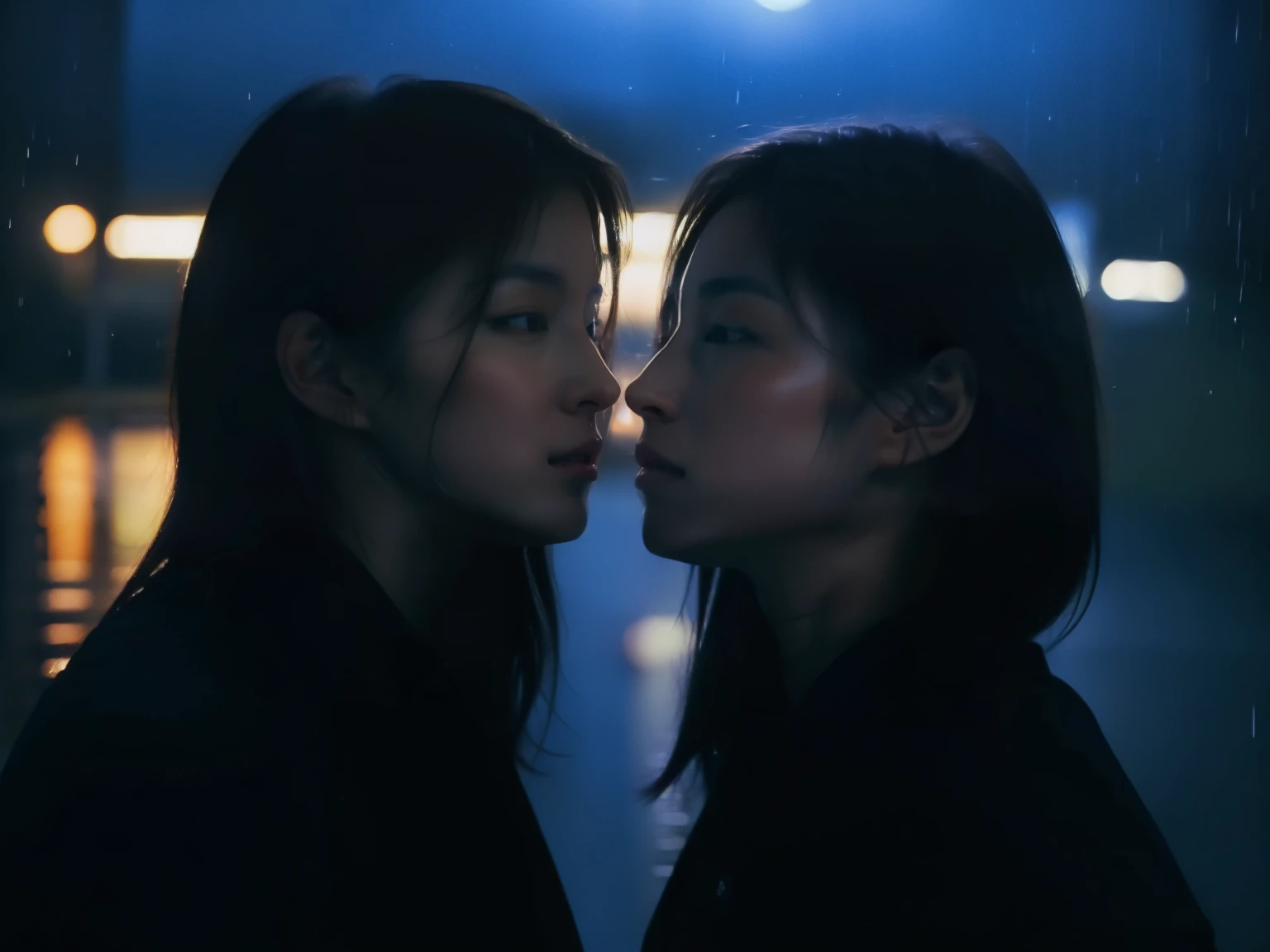 night drive、 inaudible "I love you" lips Close your ears and listen to what they think Drowning Rain Highway