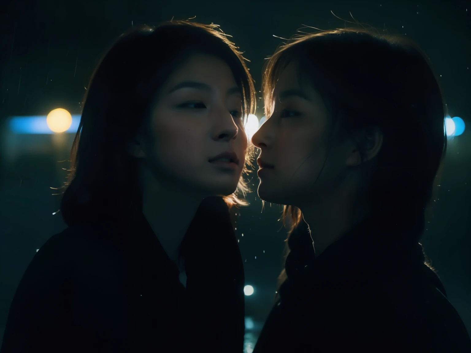 night drive、 inaudible "I love you" lips Close your ears and listen to what they think Drowning Rain Highway