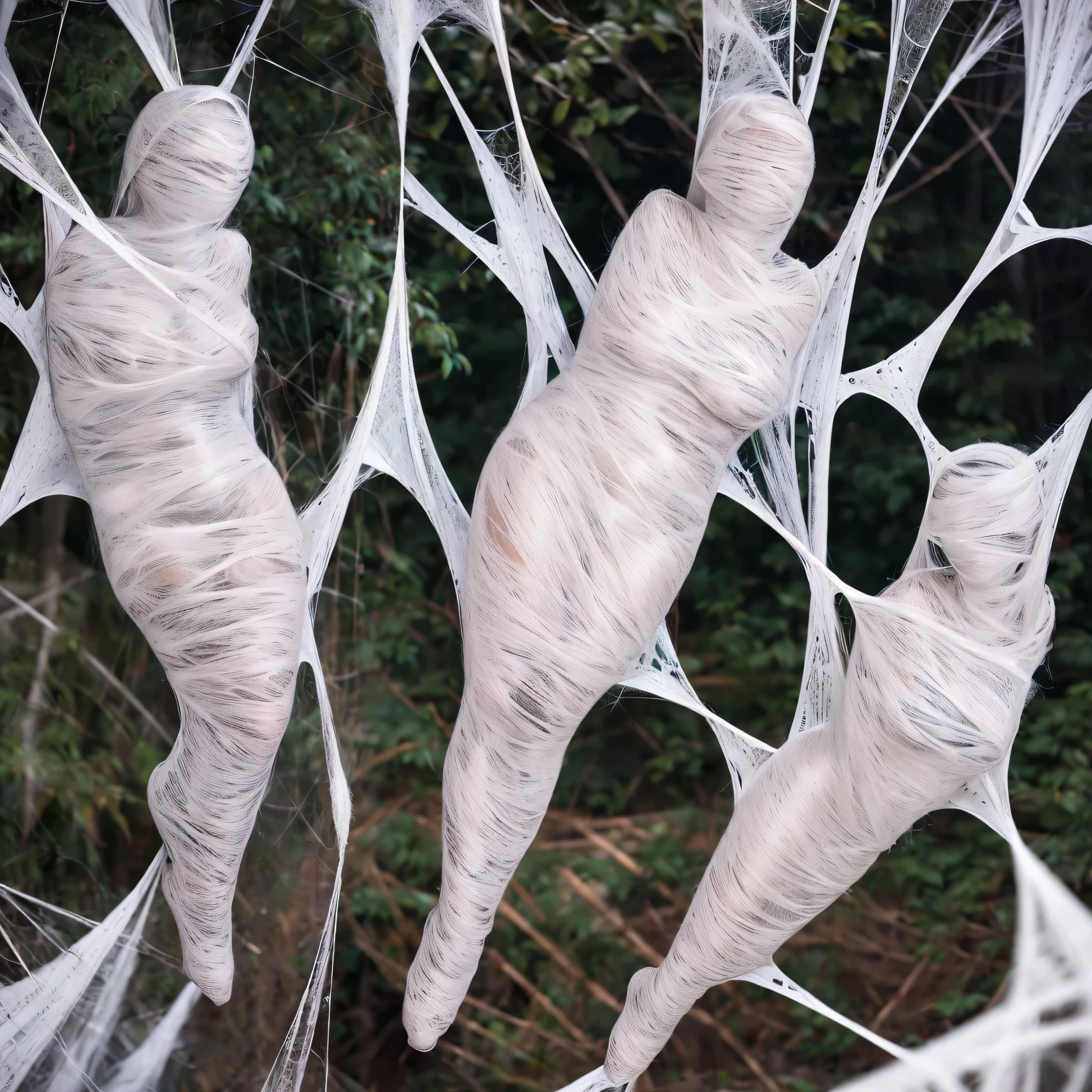 a girl entangled in the spider web, struggle, detailed classroom, (cocoon:1.3), spider web, hanging, spider in the web, spider