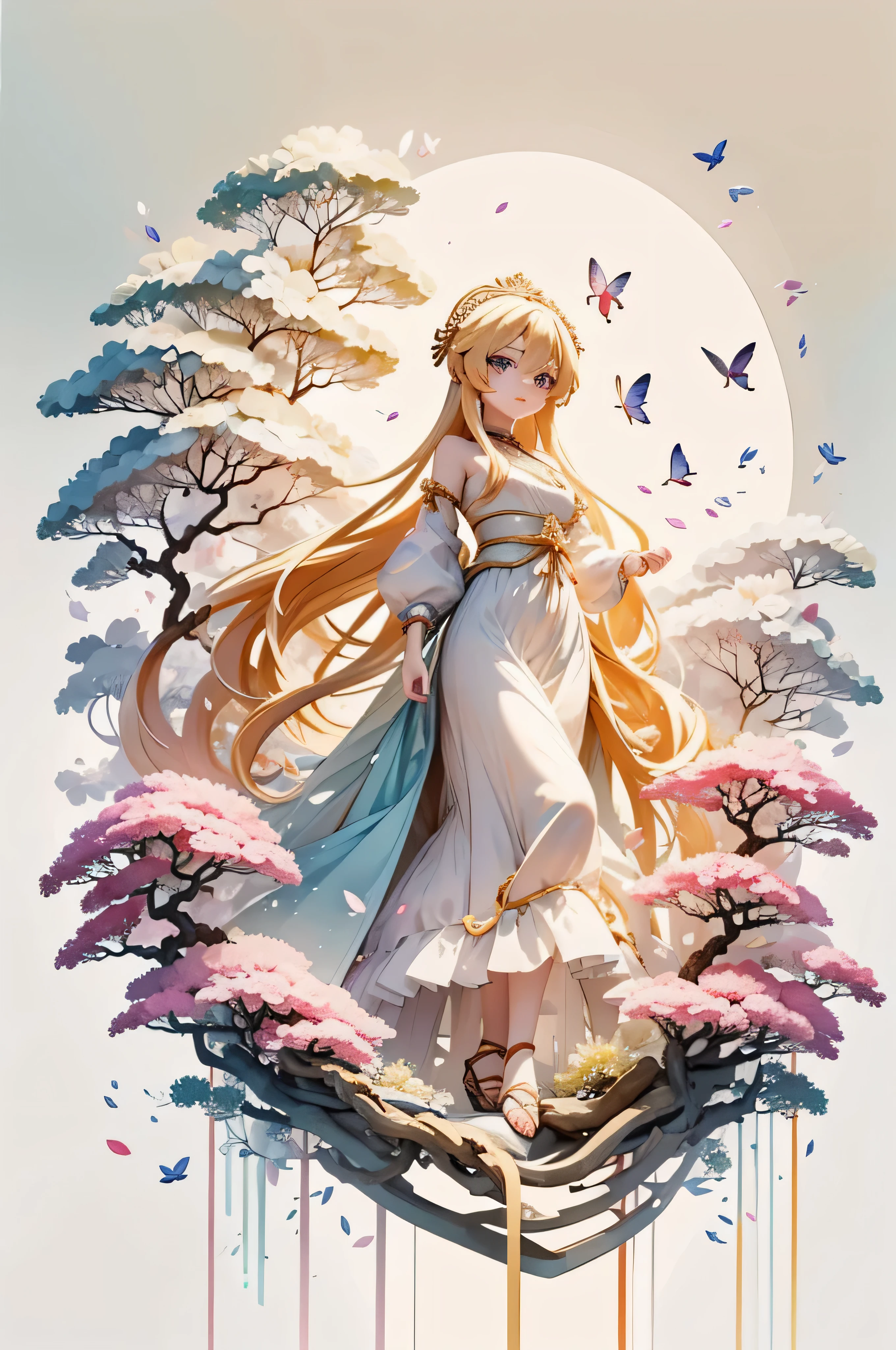 Woman in long dress holding sword and butterfly, Beautiful anime artwork, Anime Art Wallpaper 4k, Anime Art Wallpaper 4k, Clean and detailed anime art, Beautiful anime art, Animation Art Wallpaper 8k, Beautiful digital artwork, author:Yang Jie, A beautiful artistic illustration, anime epic artwork, anime wallpaper 4k, anime wallpaper 4k