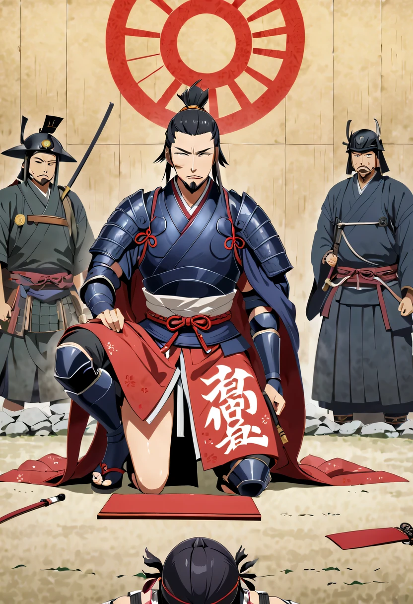 Japanese,(kneel:1.5),warrior道,or period,Daimyo,shogunate,loyalty,obey,sacrifice,dedication,warrior
