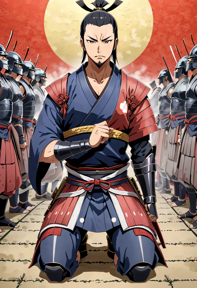 Japanese,(kneel:1.5),warrior道,or period,Daimyo,shogunate,loyalty,obey,sacrifice,dedication,warrior