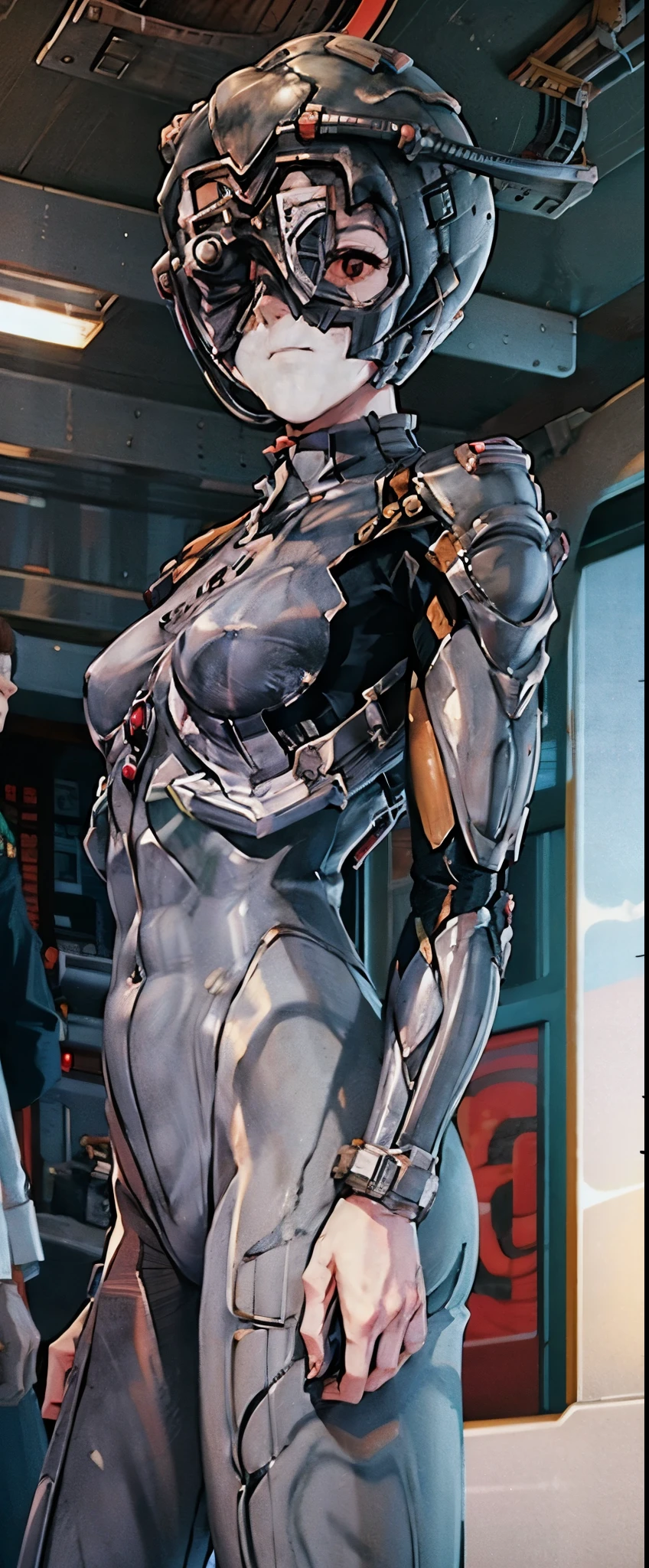 ayanamirei borg cyborg bald gray skin veins metal armor cable eyepatch deadpan expression