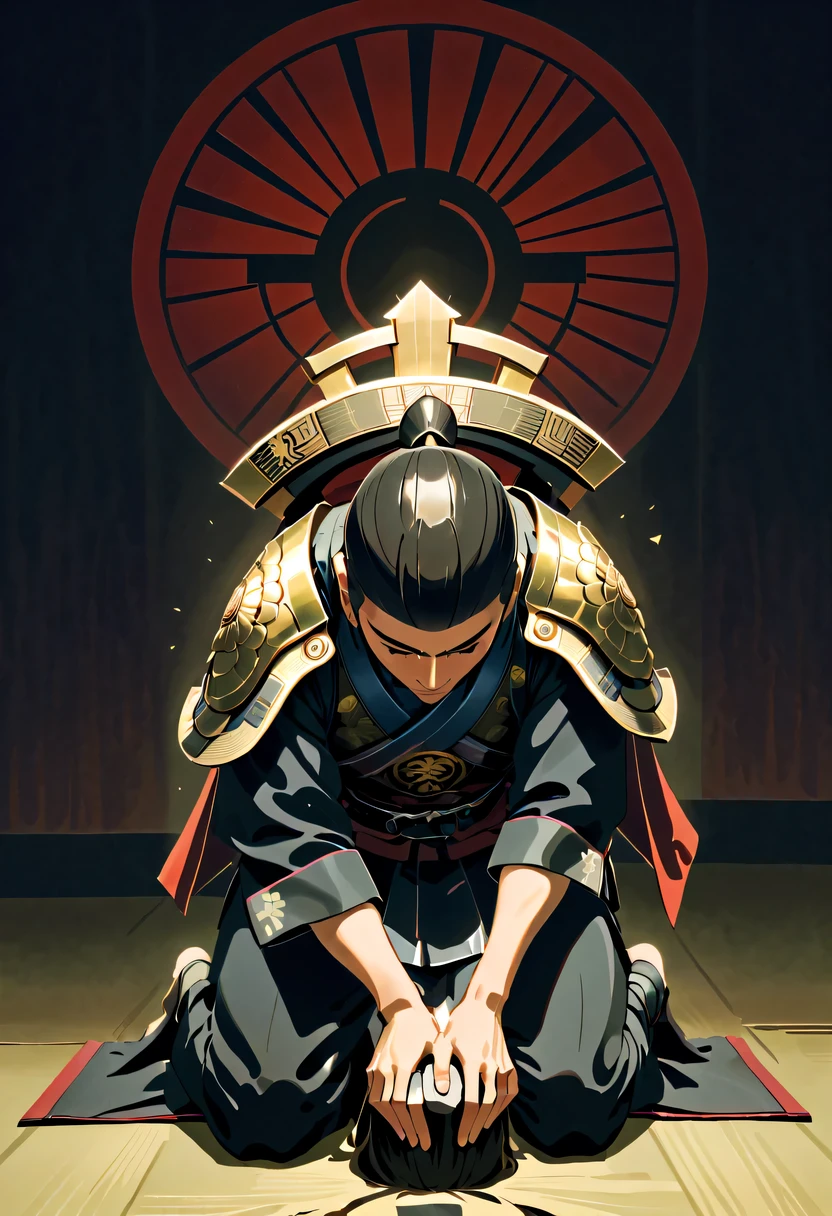 Japanese，(kneel:1.5)，Daimyo，shogunate，loyalty，obey，warrior