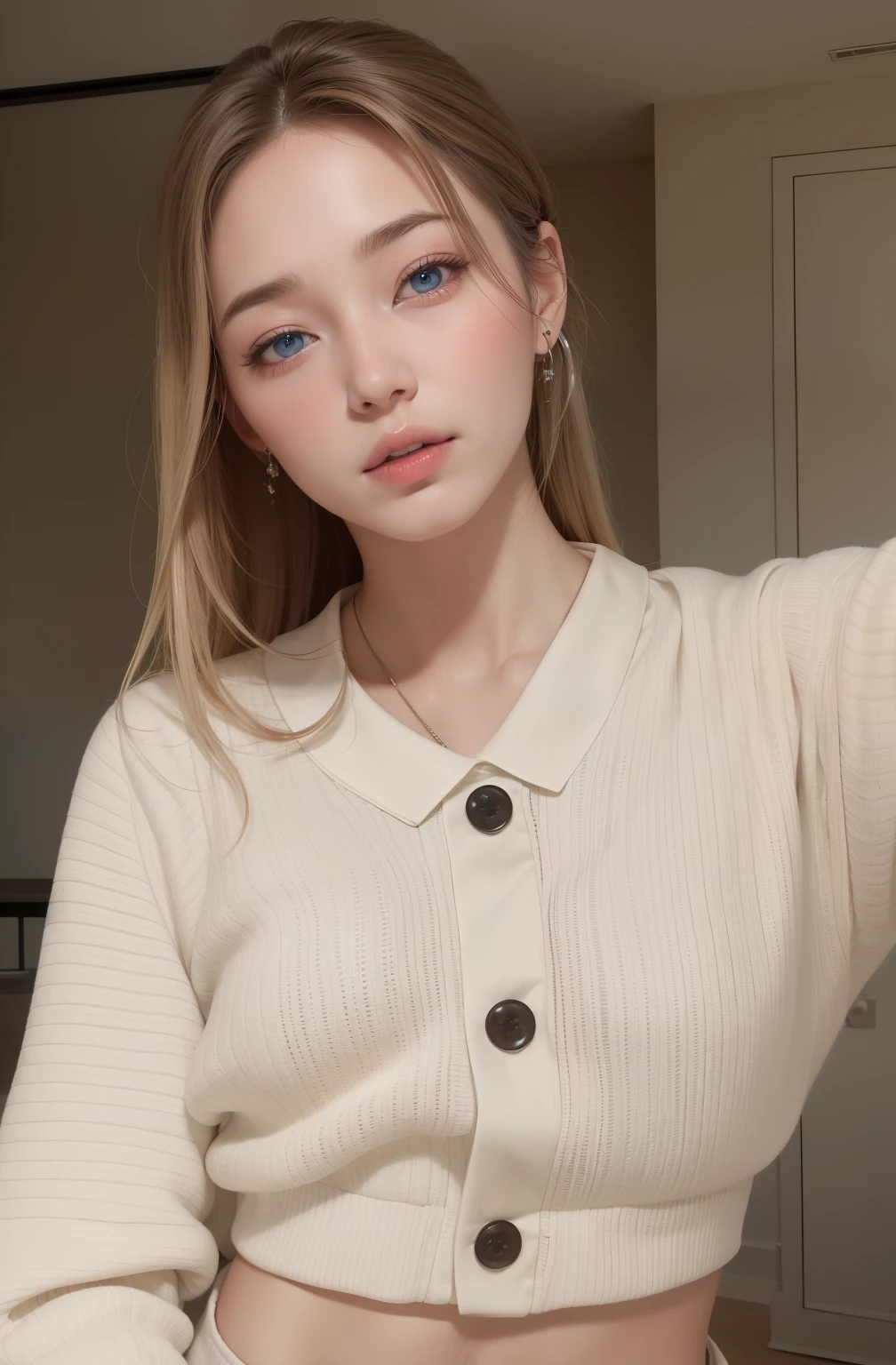 1girl, (looking at viewer:1.2), detail face,  (a girl standing, rending on cgsociety, black shadows, streaming, new york backdrop), romanticism, atmospheric, (RAW photo, best quality), (realistic, photo-realistic:1.3), masterpiece, an extremely delicate and beautiful, extremely detailed, blue eyes, russian eyes 