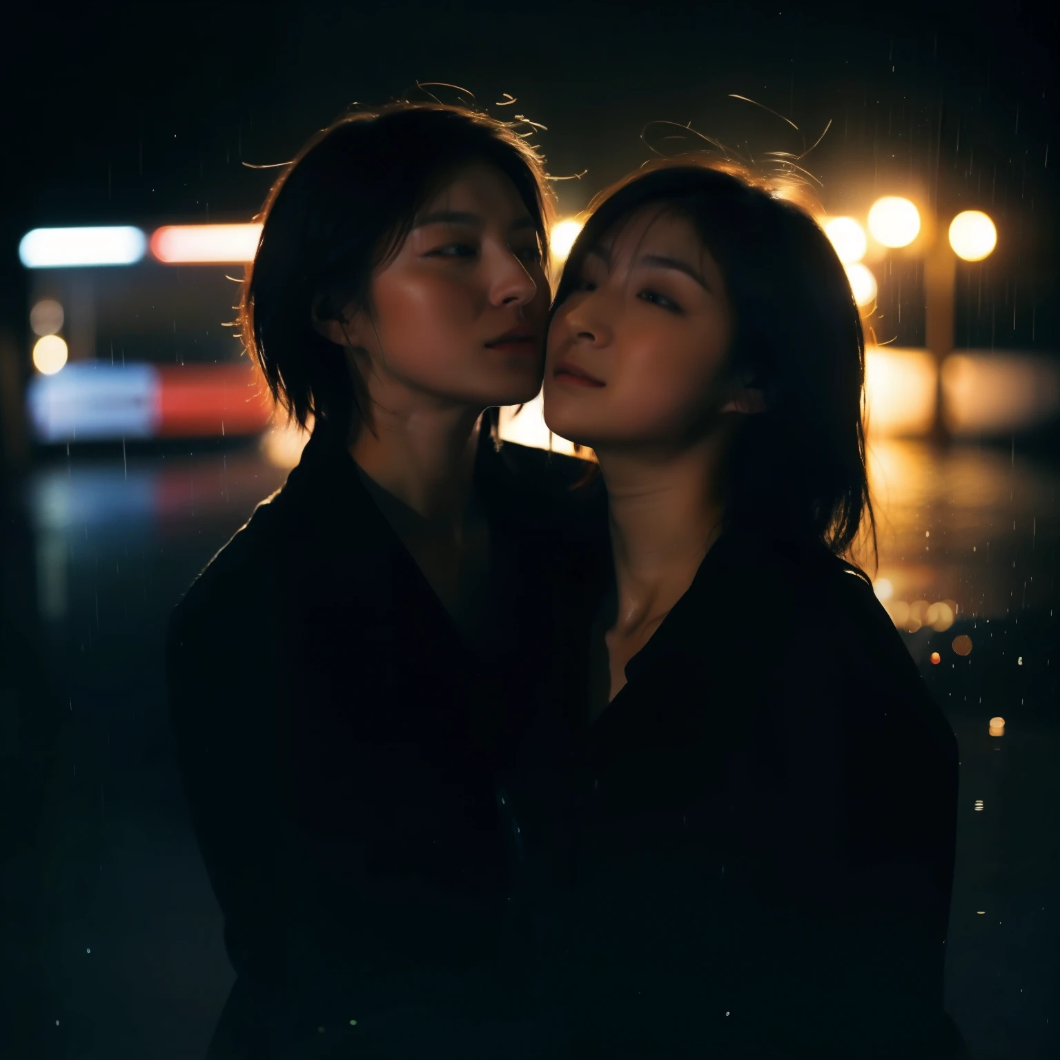 night drive、 inaudible "I love you" lips Close your ears and listen to what they think Drowning Rain Highway