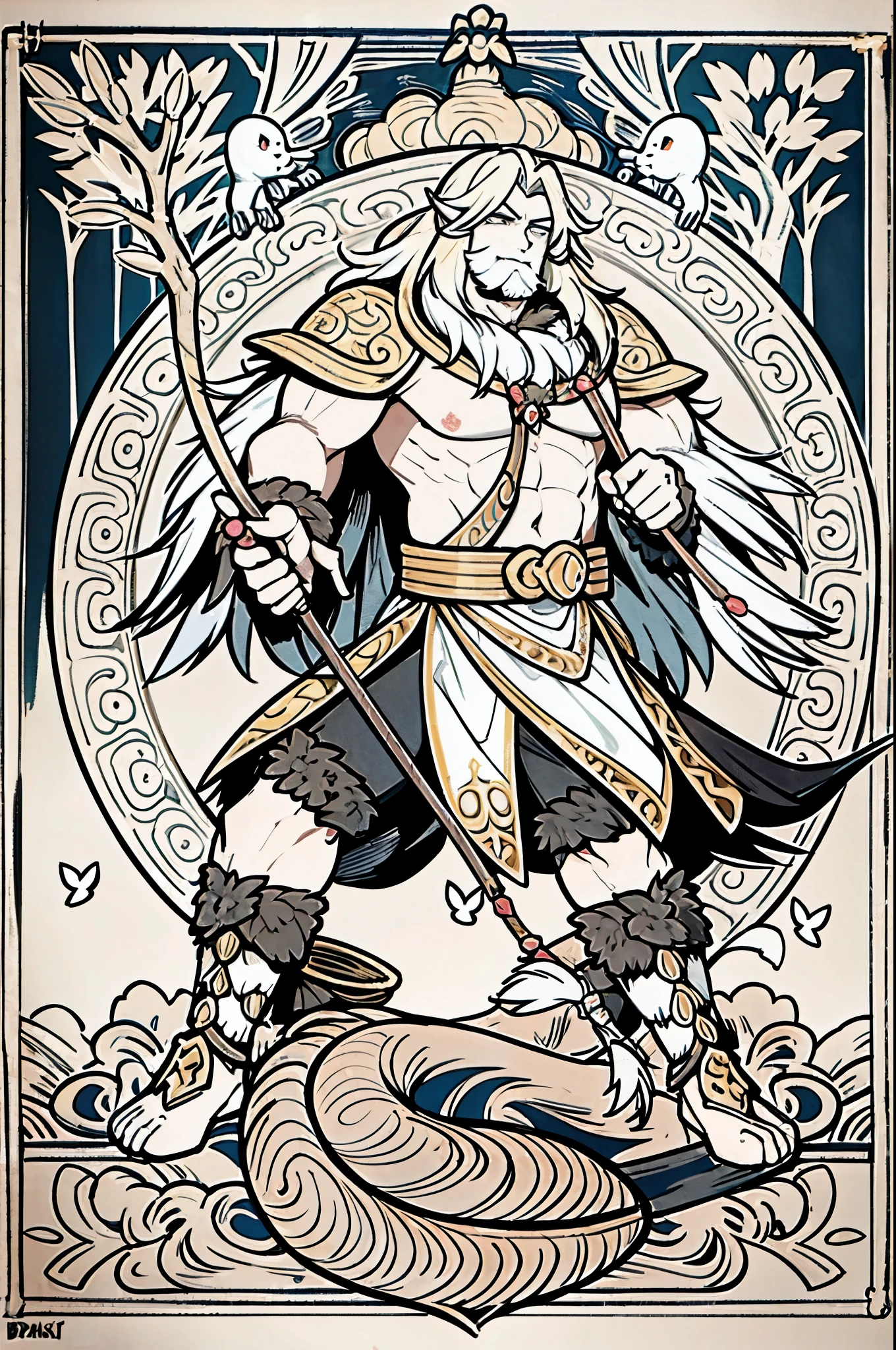 beastmaster, taming beast, holding whip, by bestiary_style, masterpiece, best quality, solo,