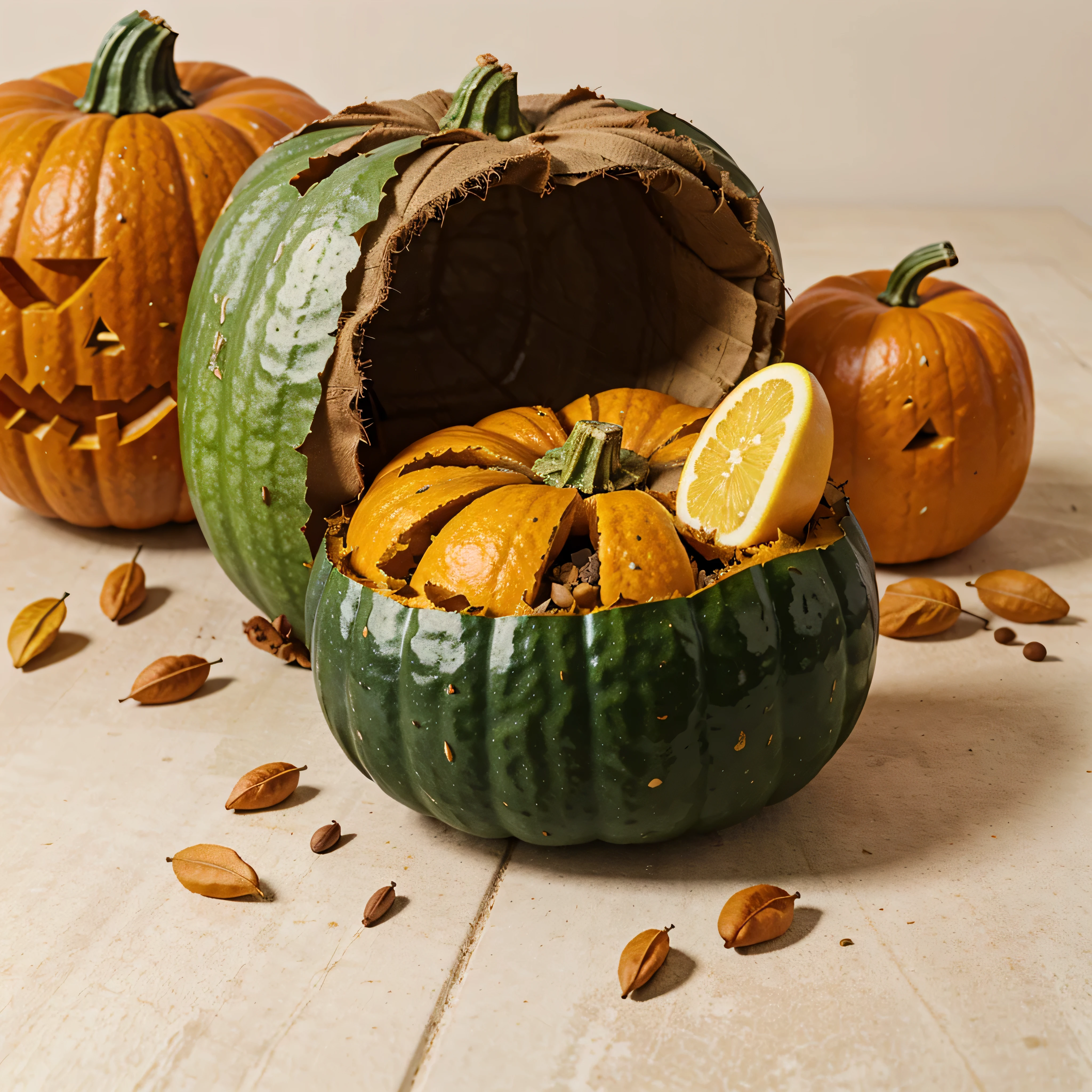 Fresh ash gourd isolated on white background with full focus; food concept, beautiful pumpkin, for halloween and thanksgiving theme composition leave room free space