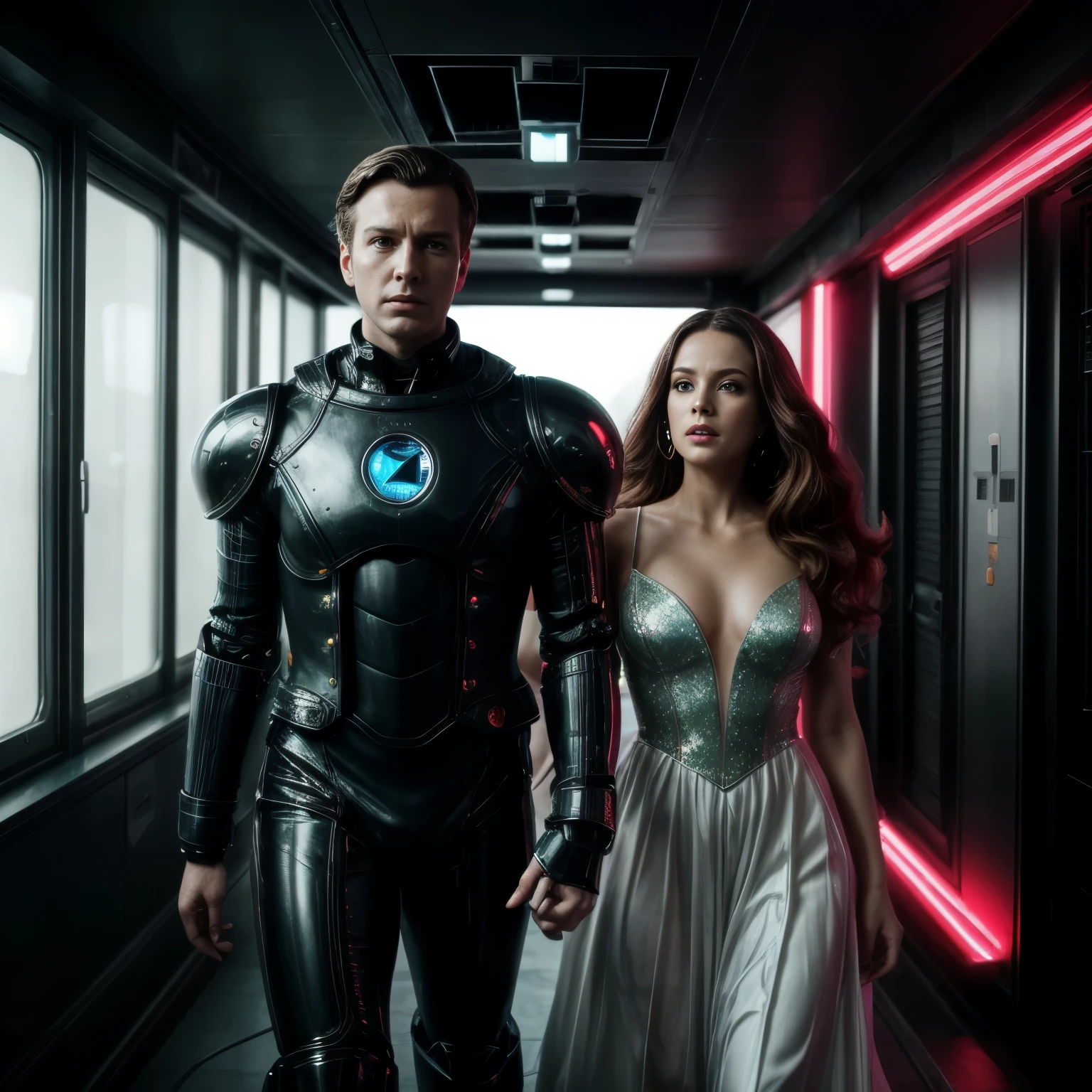 4k images from 1970s science fiction movies, super real,high definition,wes anderson style, inspired by the fifth element,pastel colors, wide-angle photo-realistic,2 person and 1 robot, sci-fi environment, using future tech, Retro-futurism, vintage sci-fi, futuristic technological ornaments and sci-fi equipment,Over-the-top opera costumes and jewelry,Natural light,Psychedelic, weird futuristic, retrofuturism