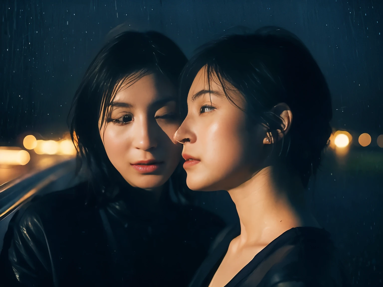 night drive、 inaudible "I love you" lips Close your ears and listen to what they think Drowning Rain Highway