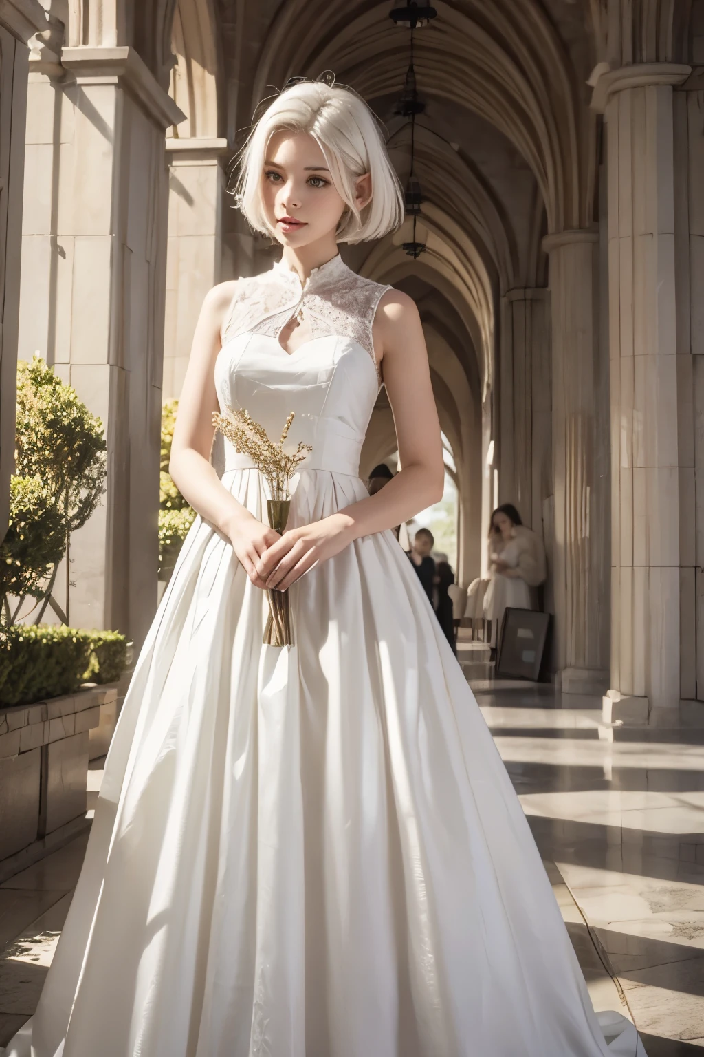 short white hair elf woman in fine dress