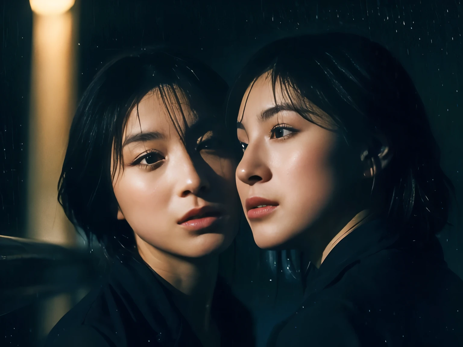 night drive、 inaudible "I love you" lips Close your ears and listen to what they think Drowning Rain Highway