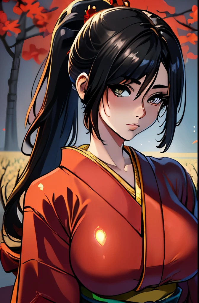 (1girl:1.3, solo), (kimono model), (upper body:1.3), (She walks along the dimly lit path of the riverbank.:1.2), (random posing:1.3), (red spider lily background;1.25), (a field of  Spider Lilies:1.2), 
BREAK, 
1girl, solo, milf, hot model, (attractive model:1.37), (promotional model:1.2), highly detailed eyes and pupils, realistic skin, ((attractive body, gigantic breast:1.38, disproportionate breasts:1.38, thin waist:1.15)), medium-length thin hair, ((pony-tail hair style:1.3), (shiny-black hair:1.3), extremely detailed hair, delicate sexy face, sensual gaze, shiny lips, 
BREAK, 
(red kimono:1.3), (japanese clothes:1.3), detailed clothes, 
BREAK, 