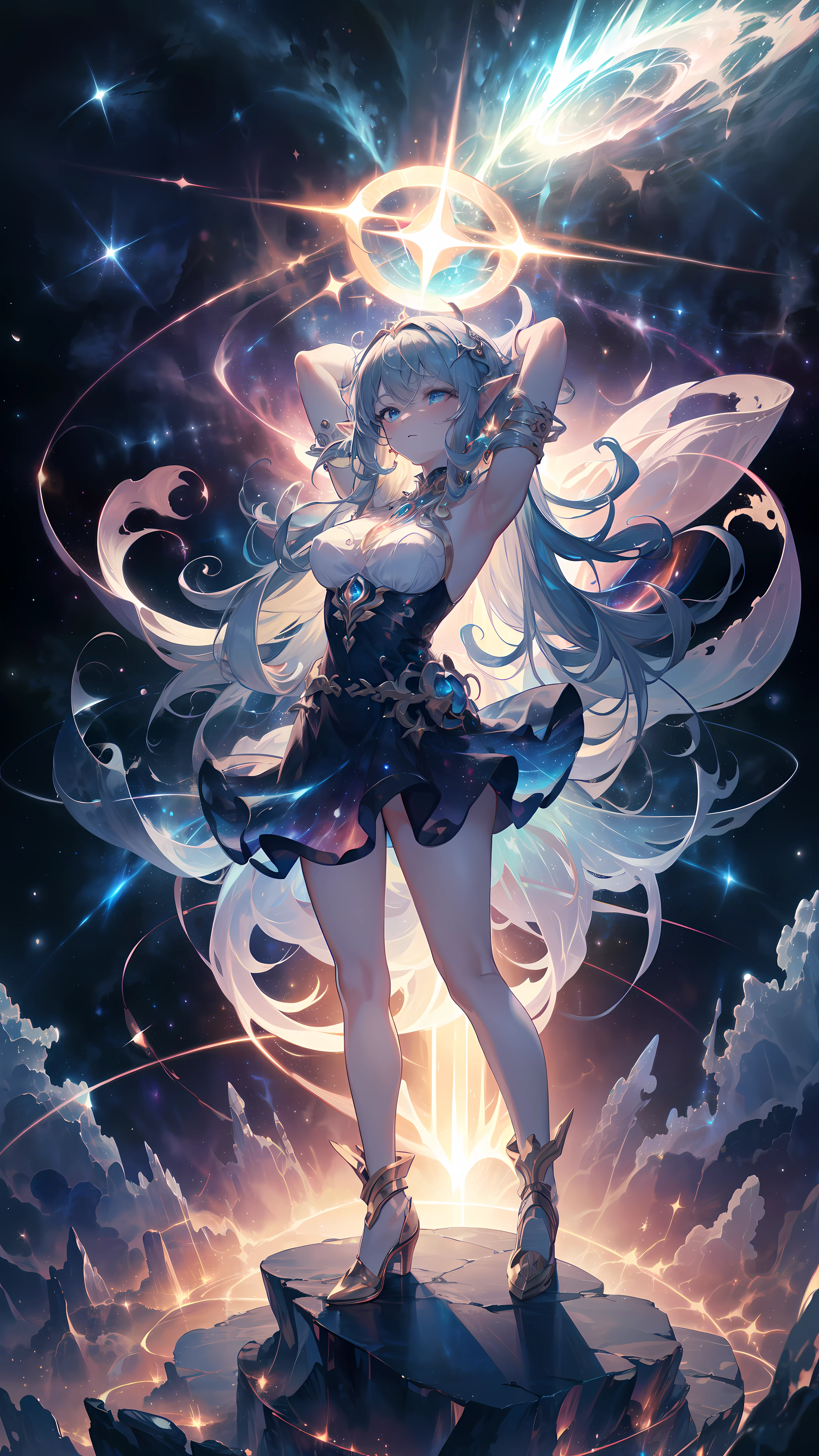 53
((best quality)), ((masterpiece)), ((realistic)), full body portrait, {tanned skin}, {lillith}, 1girl, (((celestial))), deity, {devil horns}, {delicate and beautiful gothic ball gown}, {teifling goddess}, light particles, halo, looking at viewer, (bioluminescent:0.95) ocean, bioluminescent, piercing glare, celestial:evil bioluminescent eyes, vibrant, (((colourful))), color, (glowing, glow), (beautiful composition), cinematic lighting, intricate, (symmetrical:0.5), {fisheye lens}, ((angle from below)), (((fisheye lens))), (((corrupted celestial feathers falling in background))), {hair flowing majestically in the wind}, ((age 24)), ahegao, (((age 32 face))), ((slender delicate face)), ((hands frantically reaching toward viewer)), ((seductive plot)), (((psychotic:crying expression)))