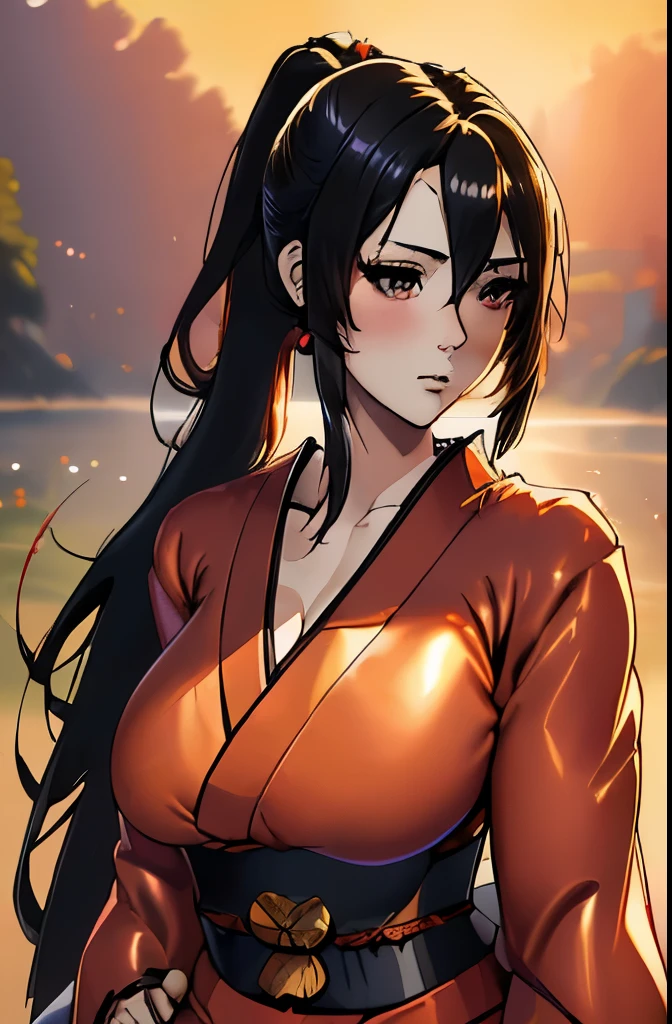 (1girl:1.3, solo), (kimono model), (upper body:1.3), (She walks along the dimly lit path of the riverbank.:1.2), (random posing:1.3), (red spider lily background;1.25), (a field of  Spider Lilies:1.2), 
BREAK, 
1girl, solo, milf, hot model, (attractive model:1.37), (promotional model:1.2), highly detailed eyes and pupils, realistic skin, ((attractive body, gigantic breast:1.38, disproportionate breasts:1.38, thin waist:1.15)), medium-length thin hair, ((pony-tail hair style:1.3), (shiny-black hair:1.3), extremely detailed hair, delicate sexy face, sensual gaze, shiny lips, 
BREAK, 
(red kimono:1.3), (japanese clothes:1.3), detailed clothes, open cleavage
BREAK, 