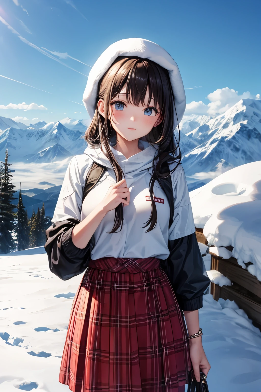 Mountain range tops covered in snow in a sunny weather