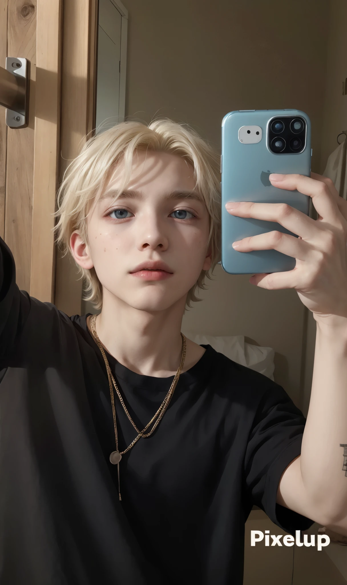 blonde boy taking a selfie with his phone in a mirror, an epic non-binary model, extremely pale blonde hair, marimacho de pelo corto platino, very very pale blonde hair, androgynous person, young and handsome roma pale, androgynous face, delicate androgynous prince, beautiful androgynous boy, androgynous man, androgynous portrait, tae bts, jin bts, reslista, rostro hermoso, cute