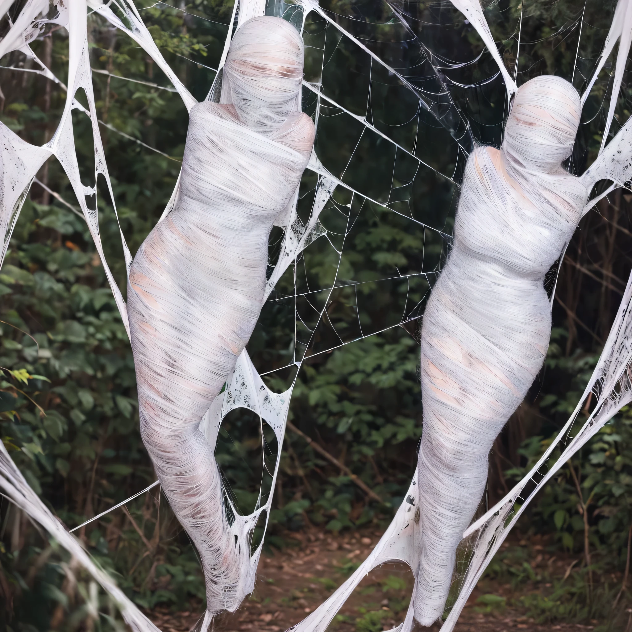 a girl entangled in the spider web, office, struggle, detailed classroom, (cocoon:1.3), spider web, hanging, spider in the web, spider,