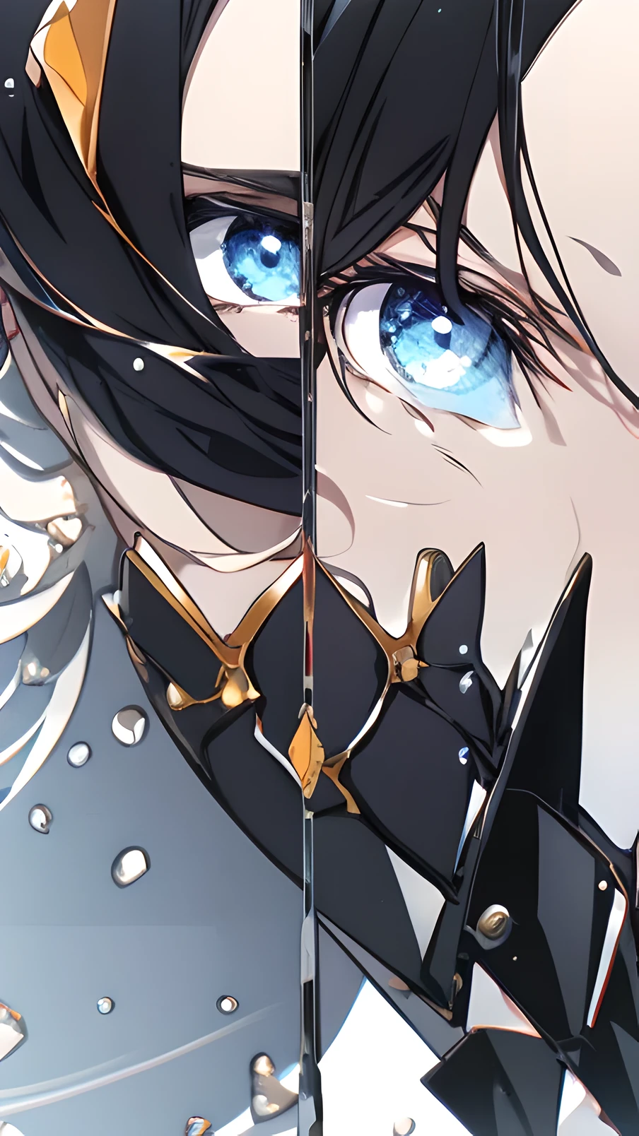 a girl，long black hair，wearing a suit，High heel，High heel，Smile, Color contact lenses, Surrealism, Japanese cartoons, Surrealism, Japanese cartoons style, Stereo view, ultra high definition, precise, anatomically correct, textured skin, high detail, Award-winning, high resolution, best quality，blue eyes