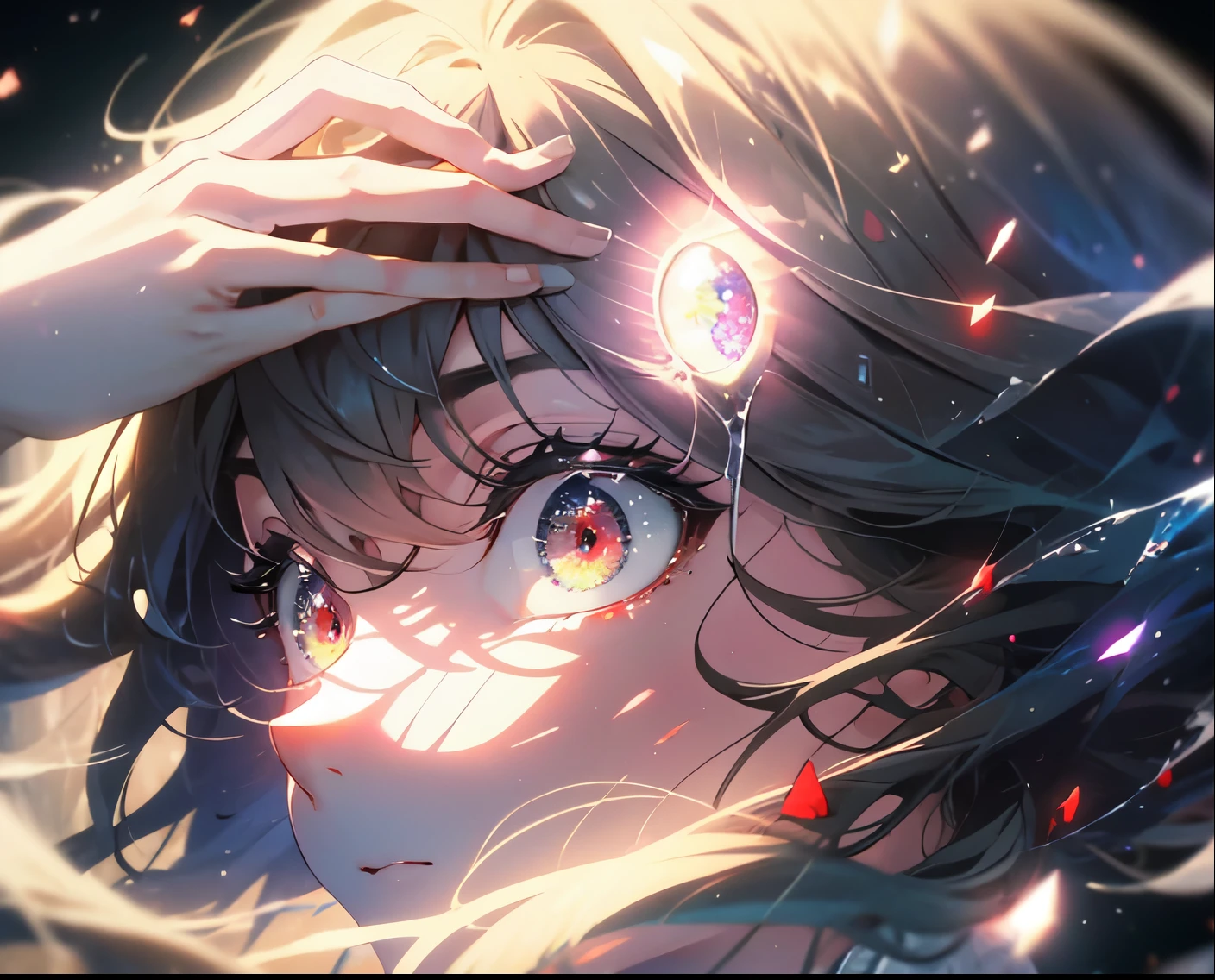 Anime girl with long hair and blue eyes looking at something - SeaArt AI