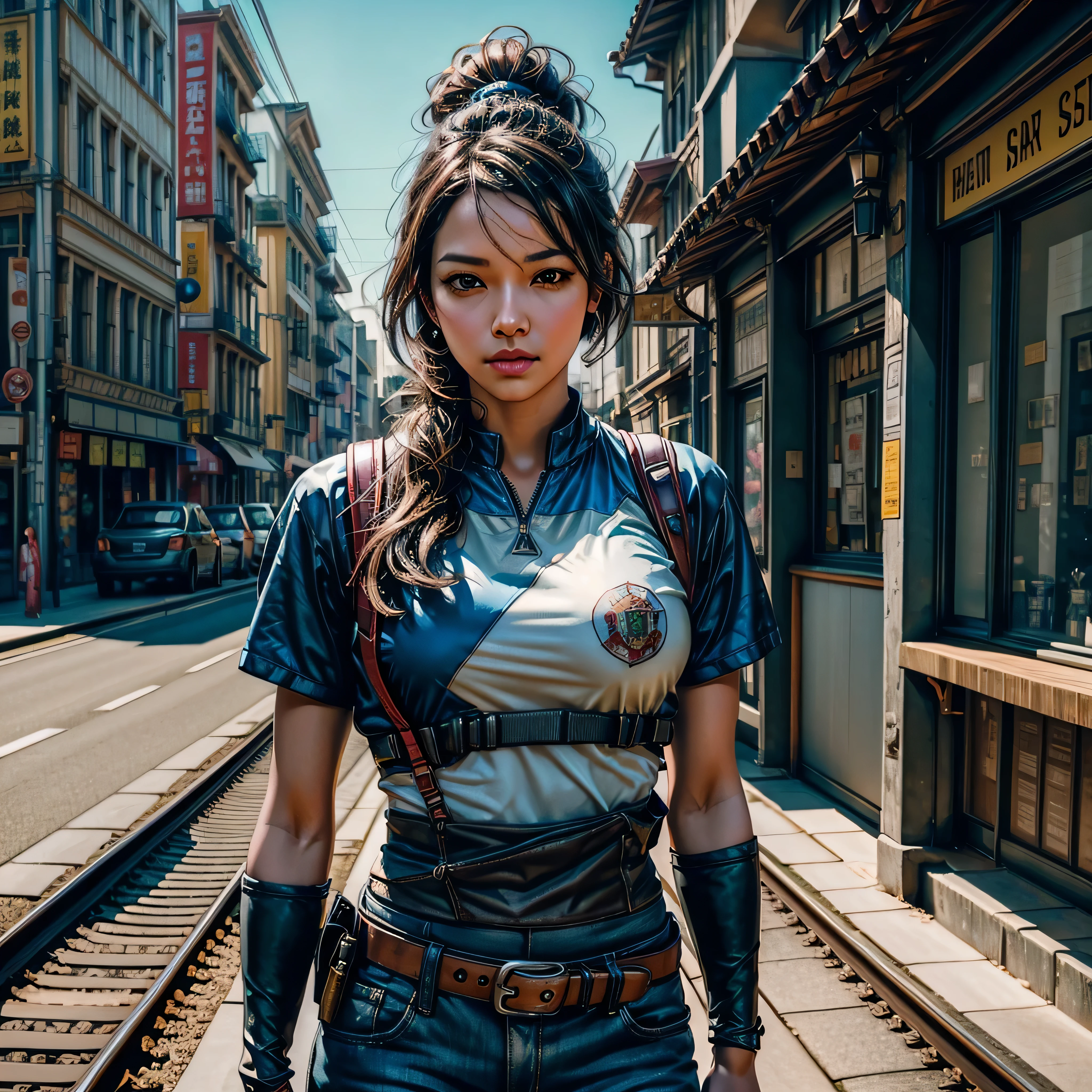 A painting of a sci-fi train passing through an ancient Chinese city,people standing on railroad tracks, Inspired by Stephen Cordell, amazing concept painting, Craig MullinsGreg Rutkoski, by Craig Mullins, Inspired by Craig Mullins, Highly realistic concept art, Craig Mullins (Craig Mullins) Dappled lighting design, Steam engine matte paint, James Gurney painting style, Highly detailed 4K painting, craig mullins style, hiper detalhado, textura de pele realista, armadura, melhor qualidade, ultra high-resolution, (fotografiarrealista: 1.4), high resolution, detalhado, Calado bruto, sharp re, por lee jeffries Nikon D850 Filme Fotografia de Stock 4 Kodak Portra 400 Lente F1.6 Rich Colors Realistic Texture Dramatic Texture Dramatic Lighting Irrealengine Trend on Artstation Cinestill 800, Beautiful and Aesthetic, varied multi etc. --v6 --s1000 --c20 --q5 --chaos100
