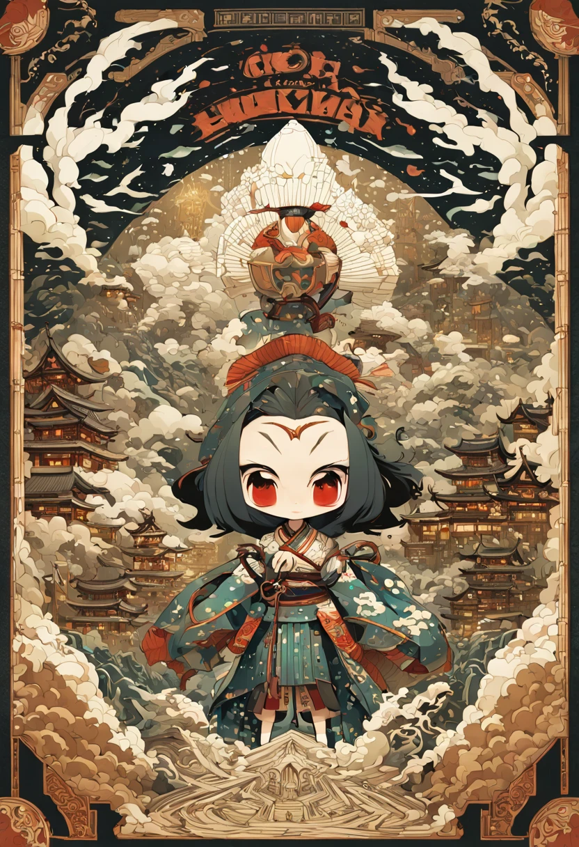 1girl, an adorable samurai chibi with traditional Japanese intricate clothes, a highly intricate and hyperdetailed drawing, Greg Rutkowski, Victo Ngai, Sakiyama, cover art, long exposure, cel-shaded, character design, 3d shading, 3DEXCITE, award-winning Epic cinematic brilliant stunning intricate meticulously detailed dramatic atmospheric maximalist