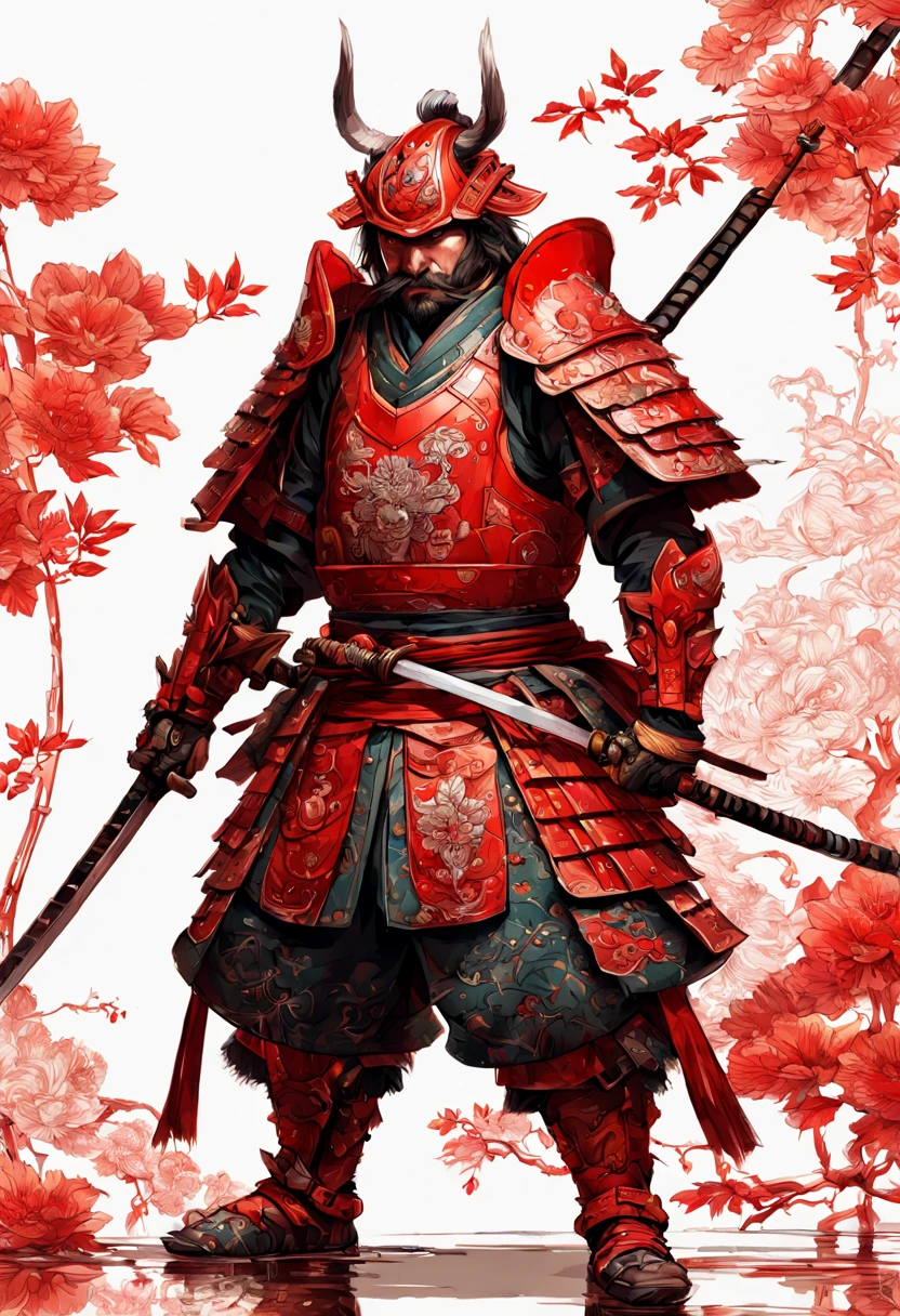 Fluffy Samurai in Red Armor, highly detailed, intricate motifs, organic tracery, perfect composition, digital painting, artstation, concept art, smooth, sharp focus, illustration, Carne Griffiths, pixar, Victo ngai, Jean Baptiste Monge, shiny aura Photograph Taken on Nikon D750, Intricate, Elegant, Digital illustration