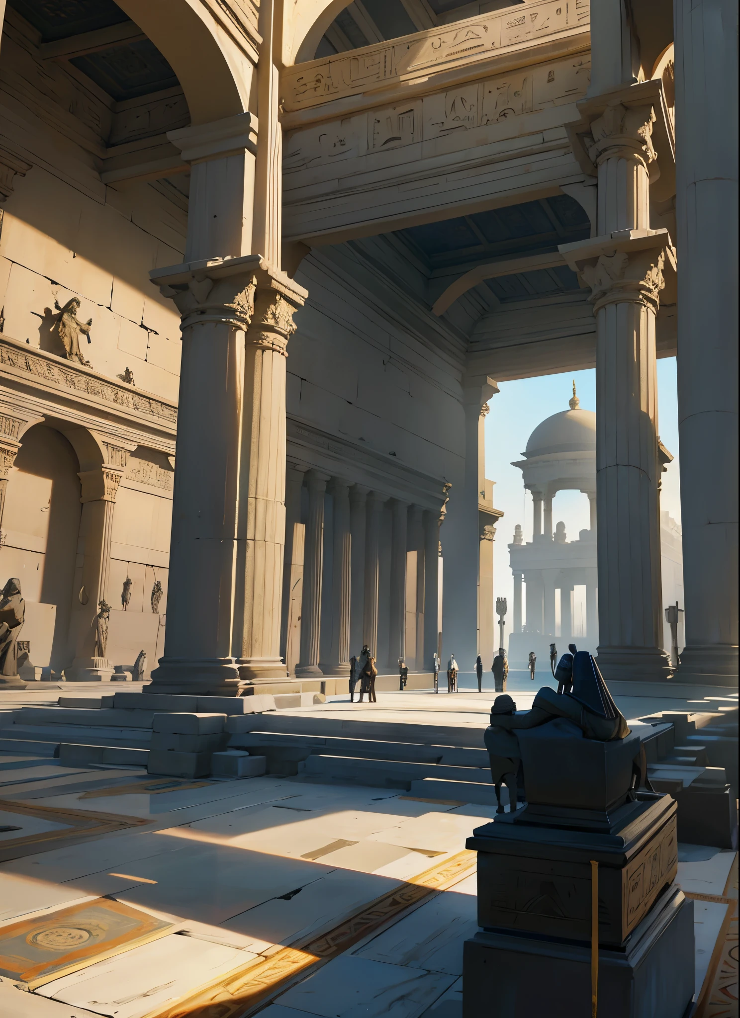 cambiar el fondo poner de fondo una biblioteca de un palacio palacio con piramides de egipto