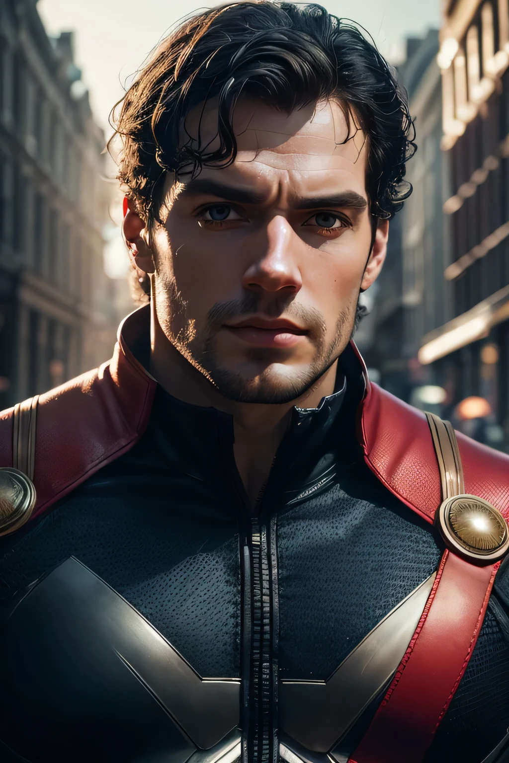 Henry Cavill as Captain Britain, luzes brilhantes, (Dynamic Pose), (hyper Realista:1.4), (Realista:1.3), (Pele com textura real da melhor qualidade), Corpo todo, (cinematic light), pele altamente detalhada , poros da pele, (rosto altamente detalhado:1.1), (olhos altamente detalhados:1.1), Realista pupils, (anatomia perfeita:1.1), (perfect proportions:1.1), (fotografia:1.1), (photoRealista:1.1), volumetric lighting, dynamic lighting, sombras reais, (high resolution:1.1), Afiado focus, luz do dia, (Realista, hyperRealista:1.4), intricado, Alto detalhe, Dramatic, Subsurface Dispersion, Grande profundidade de campo, vivid, Polido, Afiado, ((totally Afiado)), (Extremamente absurdo),8k hdr, Plano de fundo de Londres