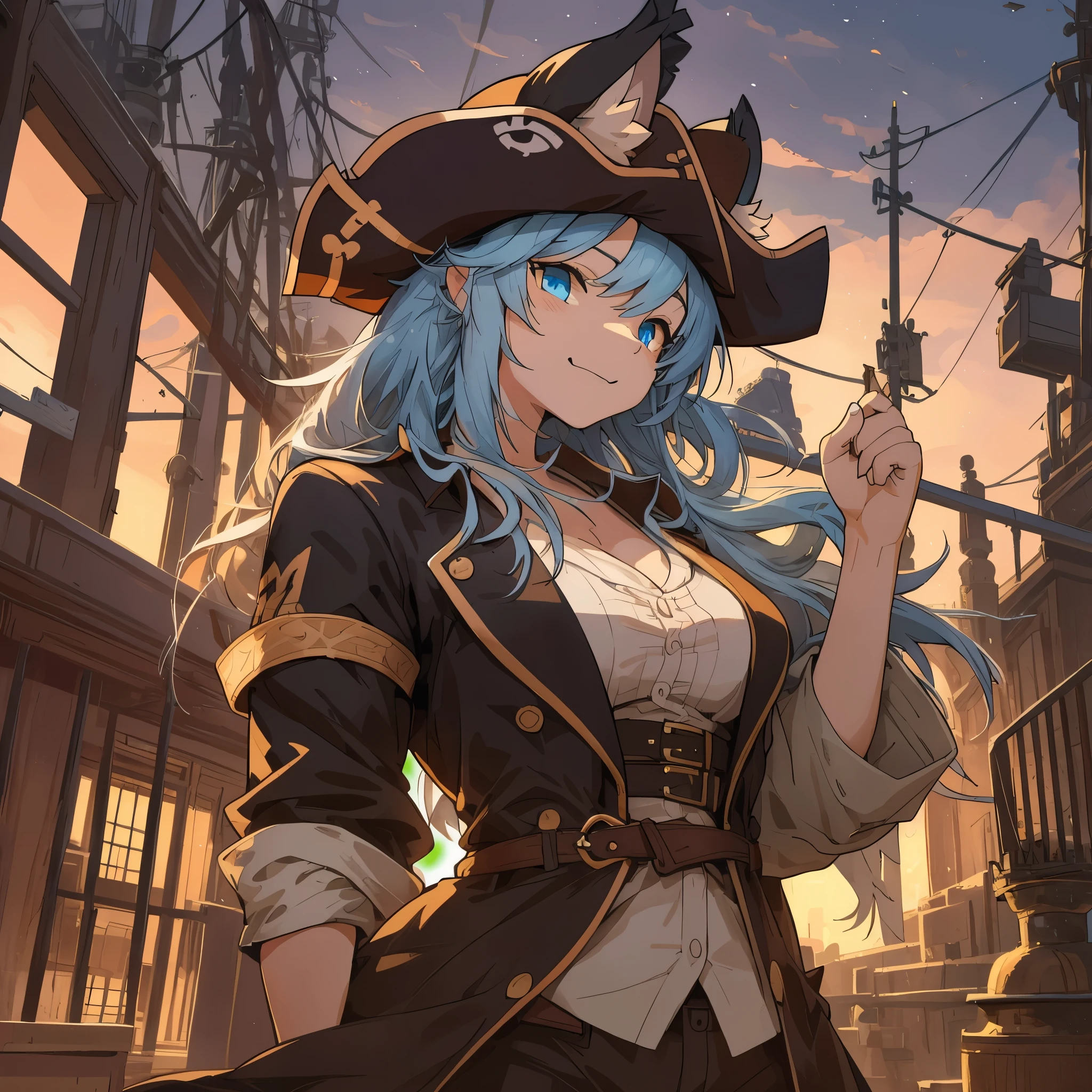 top quality, best quality, High-quality illustrations, masterpiece, super high resolution, detailed background, Hospitals with power outages, Spooky creatures, Pirate Ship, a pirate, 6+boys, 6+girls, absurdres(highly detailed beautiful face and eyes)perfect anatomy, expression, good lighting, cinematic shadow(kemono, furry anthro),