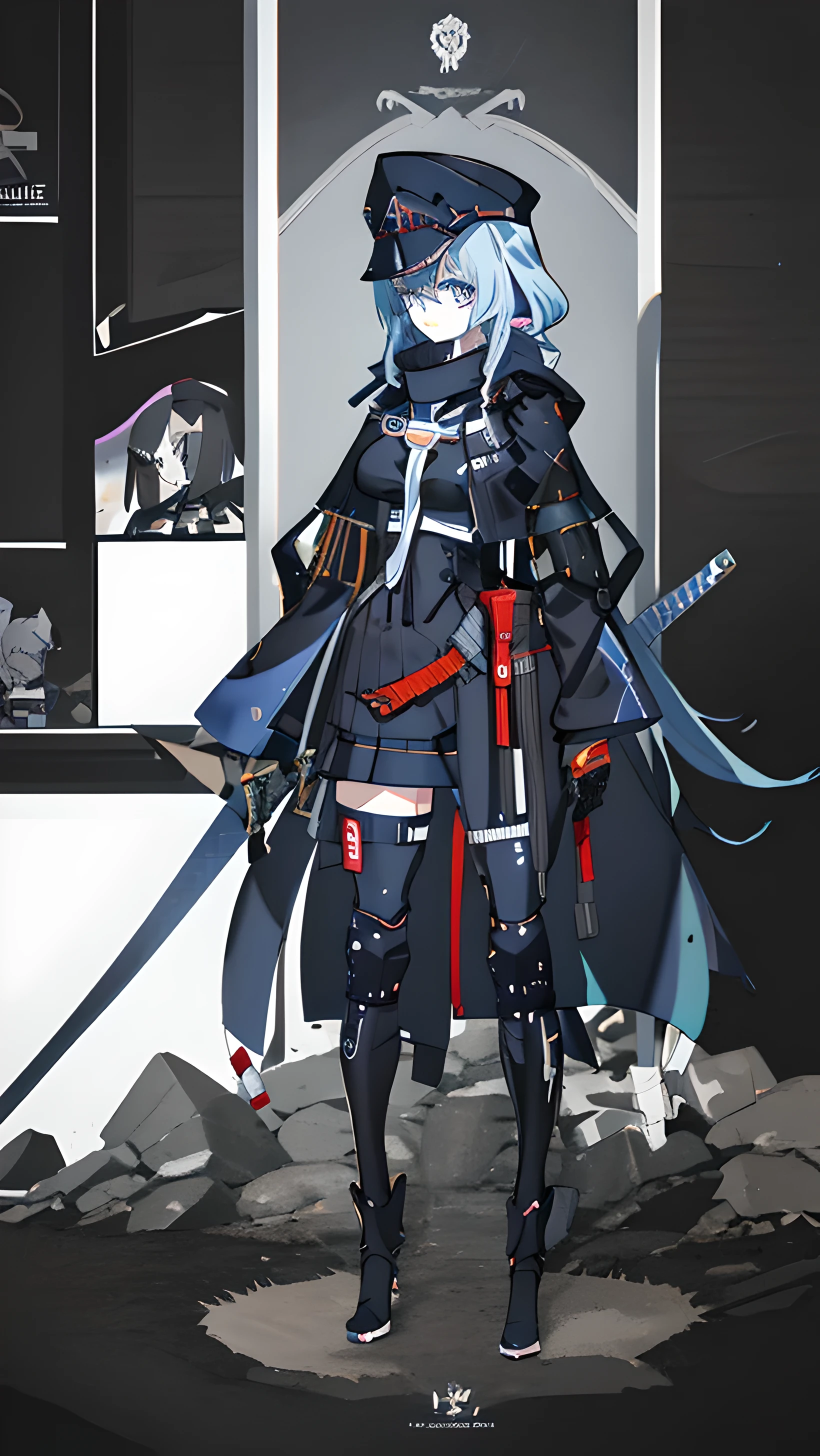 Anime character wearing hat and cape,（（The details of the characters’ facial features are perfectly drawn））， Cyberpunk anime girl mecha, fleet collection style, Interesting character design, Great character design, from Arknights, girls frontline style, katana zero video game character, From Girls Frontline, ( ( character concept art ) ), Highly detailed character design, best anime 4k konachan wallpapers, female armor，masterpiece, anatomically correct, Ultra-detailed, textured skin, high resolution