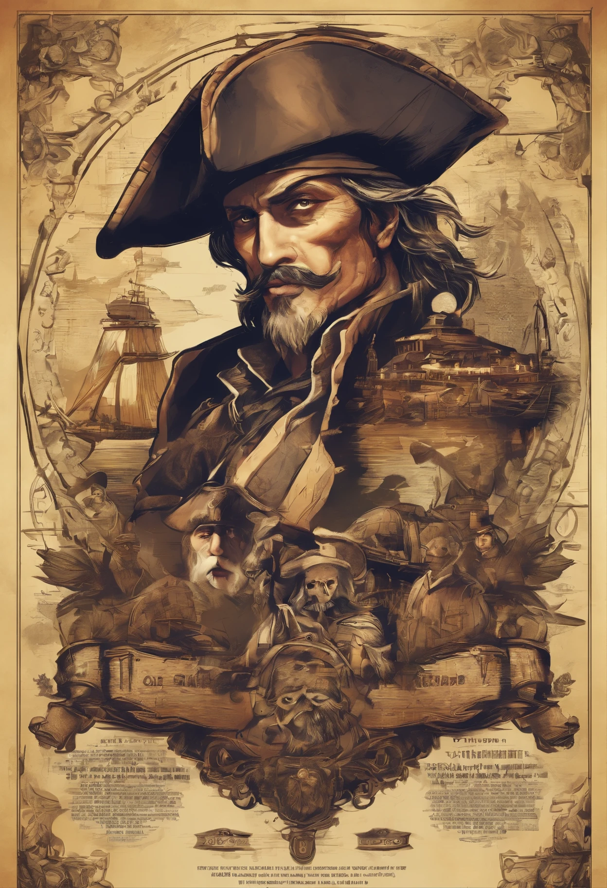 top quality, best quality, High-quality illustrations, masterpiece, super high resolution, detailed background, Hospitals with power outages, Spooky creatures, Pirate Ship, a pirate, 6+boys, 6+girls, absurdres(highly detailed beautiful face and eyes)perfect anatomy, expression, good lighting, cinematic shadow(kemono, furry anthro),
