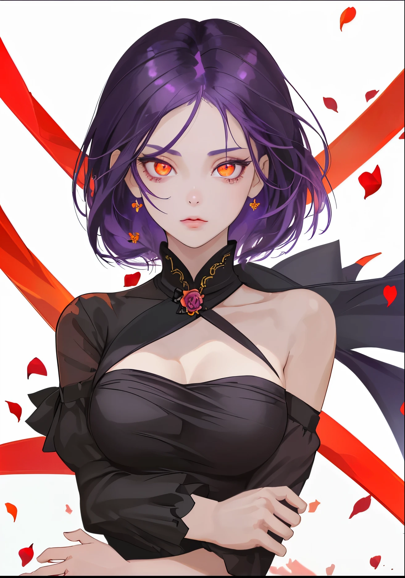 score_9, score_8_up, score_7_up, score_6_up, score_5_up, score_4_up, source_anime, medium shot, seductive raven female, big breasts、sexy pose, anime big eye