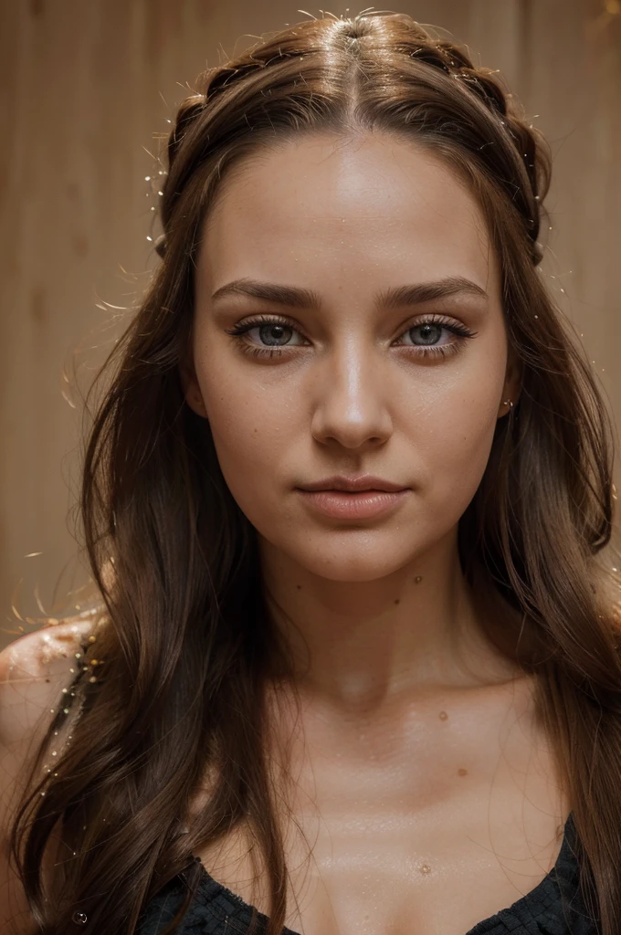 (best quality,highres,ultra-detailed,realistic:1.2),woman with a headband on her head,30-year-old woman,showing forehead,large forehead,accurate face,beautiful detailed eyes,beautiful detailed lips,long eyelashes,medium:oil painting,detailed hair,flowing hair,graceful pose,feminine appearance,vivid colors,soft lighting