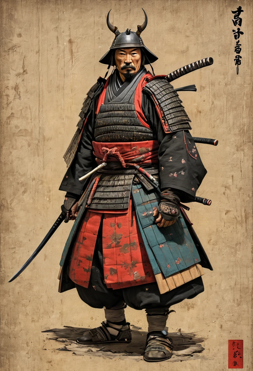 samurai, double exposure, Multiple exposure, best quality, masterpiece, Representative work, official art, Professional, Ultra intricate detailed, 8k