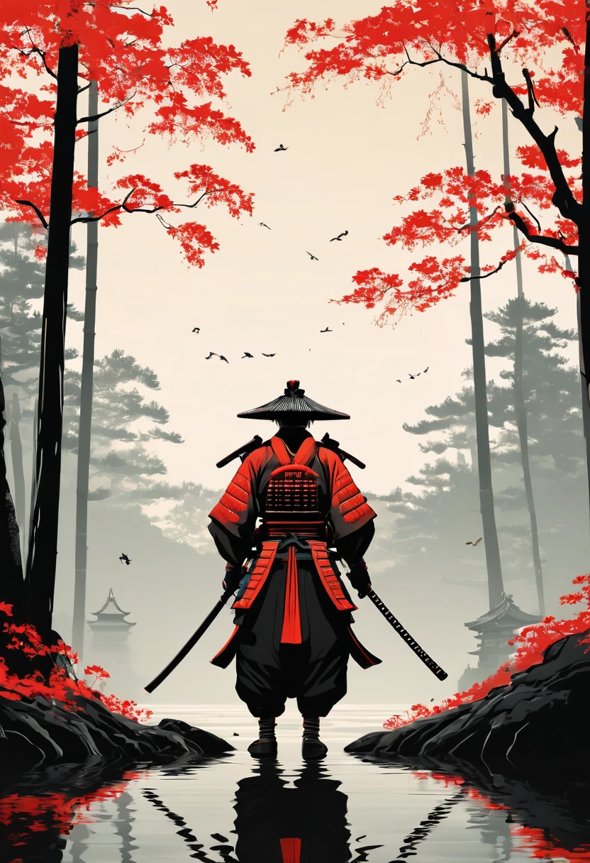 samurai, double exposure, Multiple exposure, best quality, masterpiece, Representative work, official art, Professional, Ultra intricate detailed, 8k