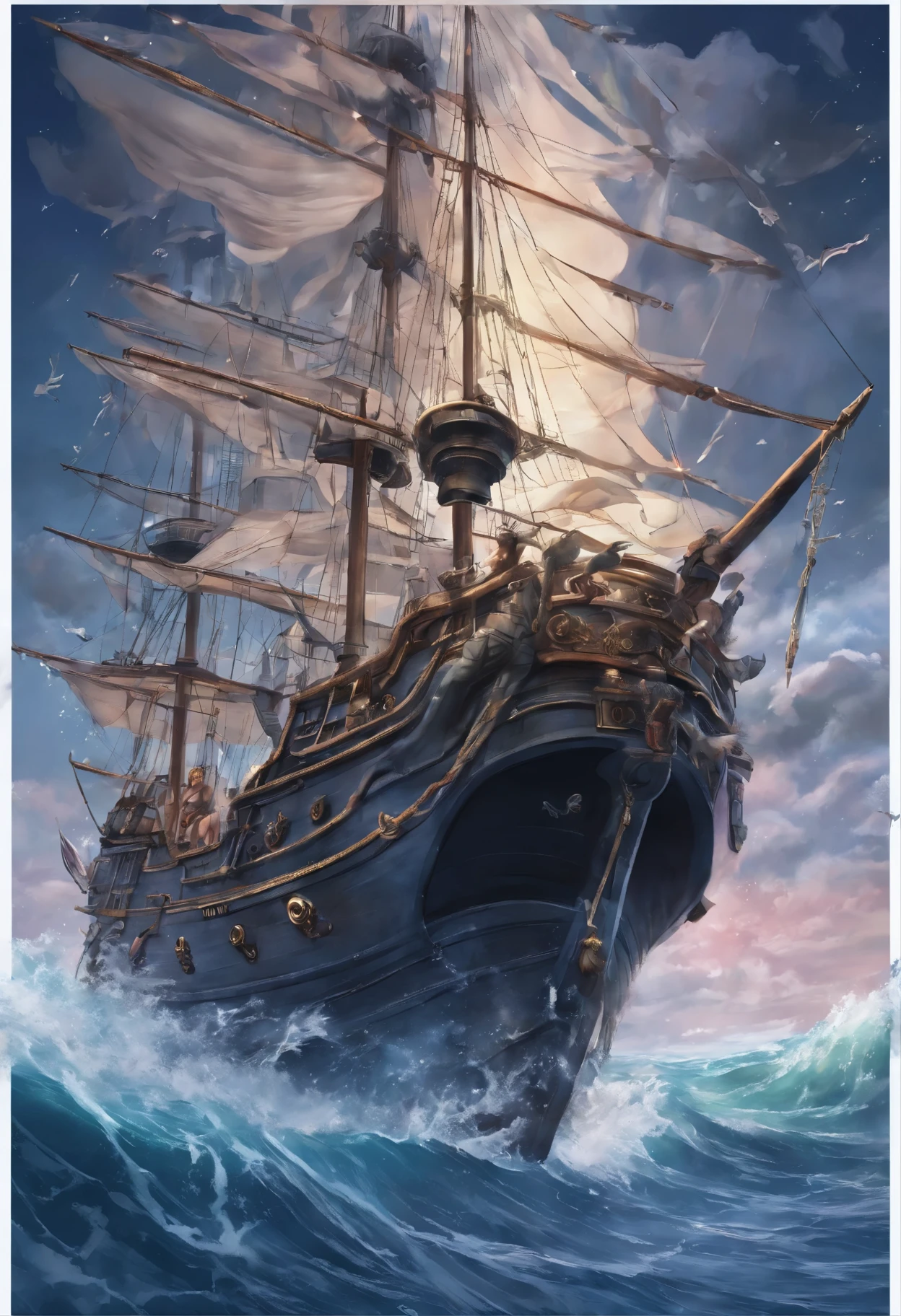 cover page, highres, top quality, best quality, paid reward available, unparalleled masterpiece, perfect artwork, absurdres, High-quality illustrations, super high resolution, detailed background, Hospitals with power outages, Spooky creatures, Pirate Ship, a pirate, 6+boys, 6+girls, absurdres(highly detailed beautiful face and eyes)perfect anatomy, expression, good lighting, cinematic shadow(kemono, furry anthro),