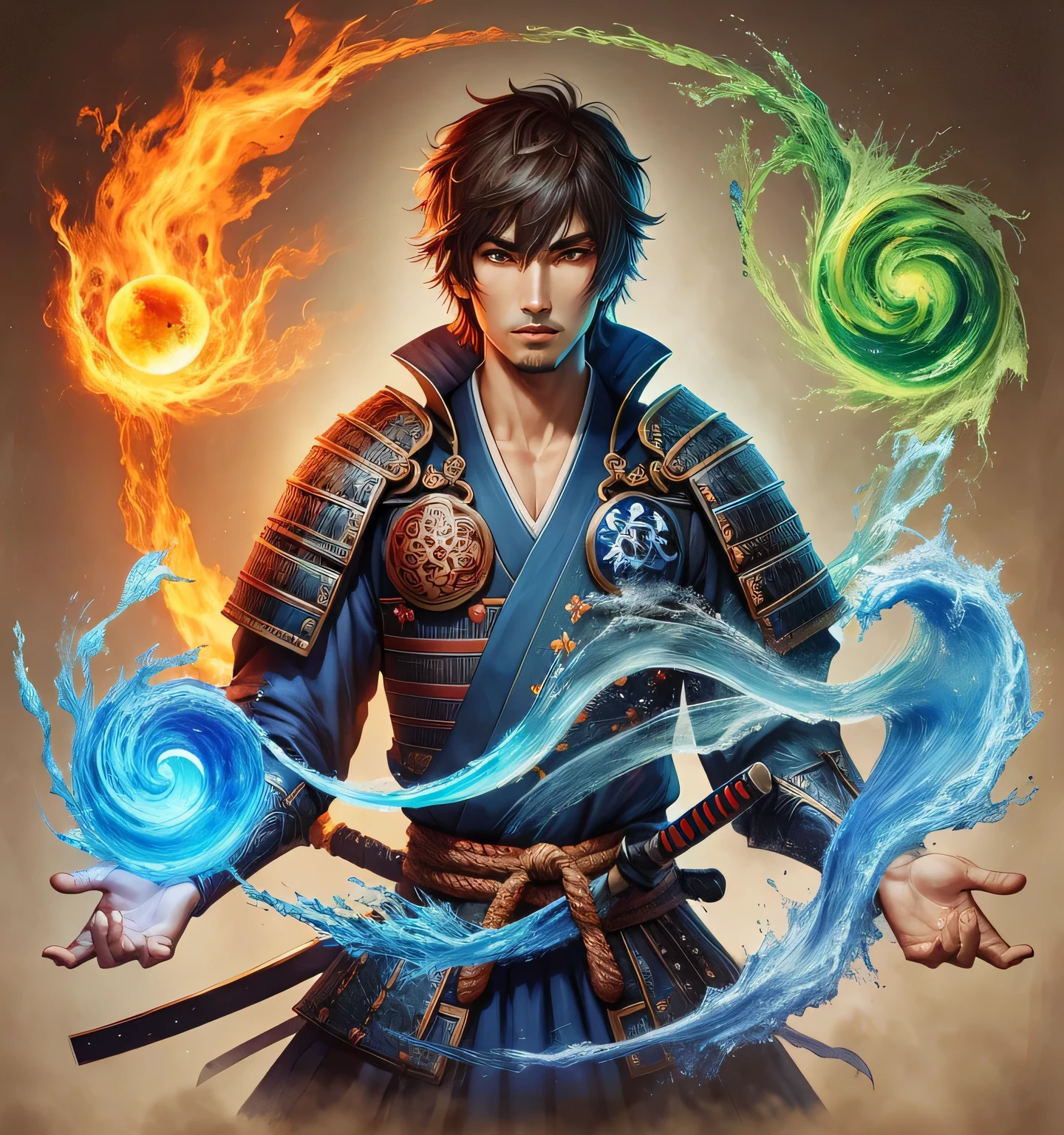 um close de uma pessoa segurando uma varinha e uma bola de fogo, Masamune, lindas fotos de avatares, arte de jogo de cartas de fantasia, Arte de fantasia digital ), poderes de fogo azul, Bushido detailed in the form of smoke, Masamune Shiro, imagem de avatar, arte de fantasia de alta qualidade, arte em destaque, epic fantasy digital art style, Arte de fantasia digital detalhada em 3D