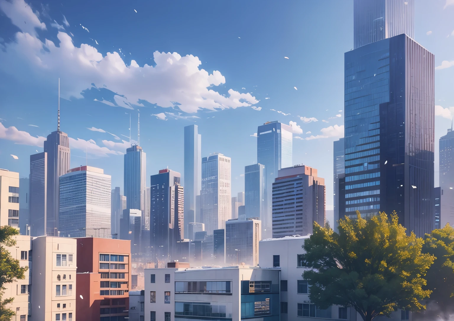 city, buildings, cold colors, cold, icy, very cold, very cold colors, background, anime, fullhd, excellent quality