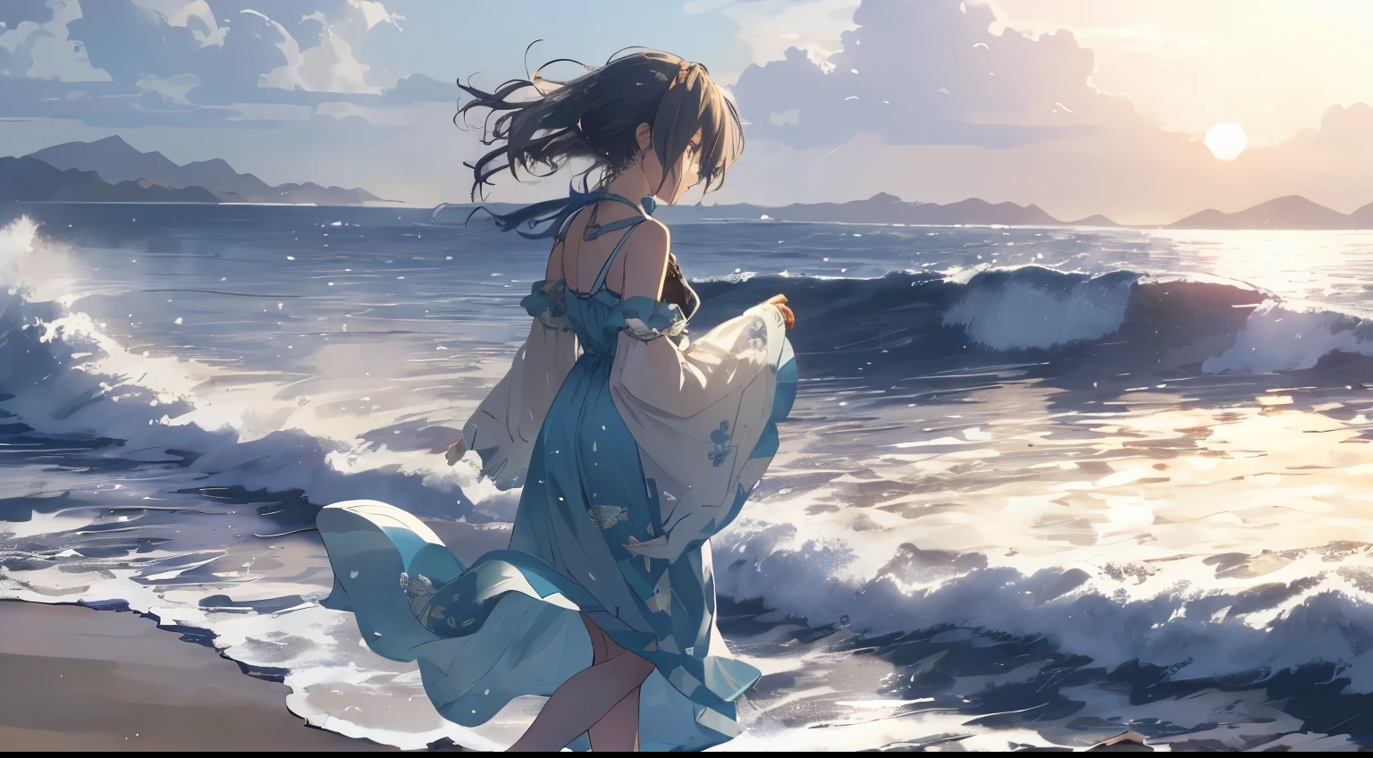 (highest quality: 1.5), (Super detailed: 1.5), (highest quality: 1.5), (nagisa))), I&#39;ve always believed in the connection to whispering jokes Even though the desert is visible in the distance, it&#39;s just a blurry 6th magnitude star, But I got carried away with my own thoughts..
Crossing the fence of pride for the first time, I want to send a song like the wind If I run barefoot holding the embers of the field,

calm day々Phantom is dyed by the sound of waves, Don&#39;t wake up, the last-minute delusion that I lived without throwing away my distorted memories, with you it&#39;s water、always flowing.
Even if the place you end up is the end,

calm day々Phantom is dyed by the sound of waves, don't wake up
nagisa mixes their dreams swaying and shining

shining... shining...

calm day々Phantom is dyed by the sound of waves, don't wake up
nagisa mixes their dreams swaying and shining