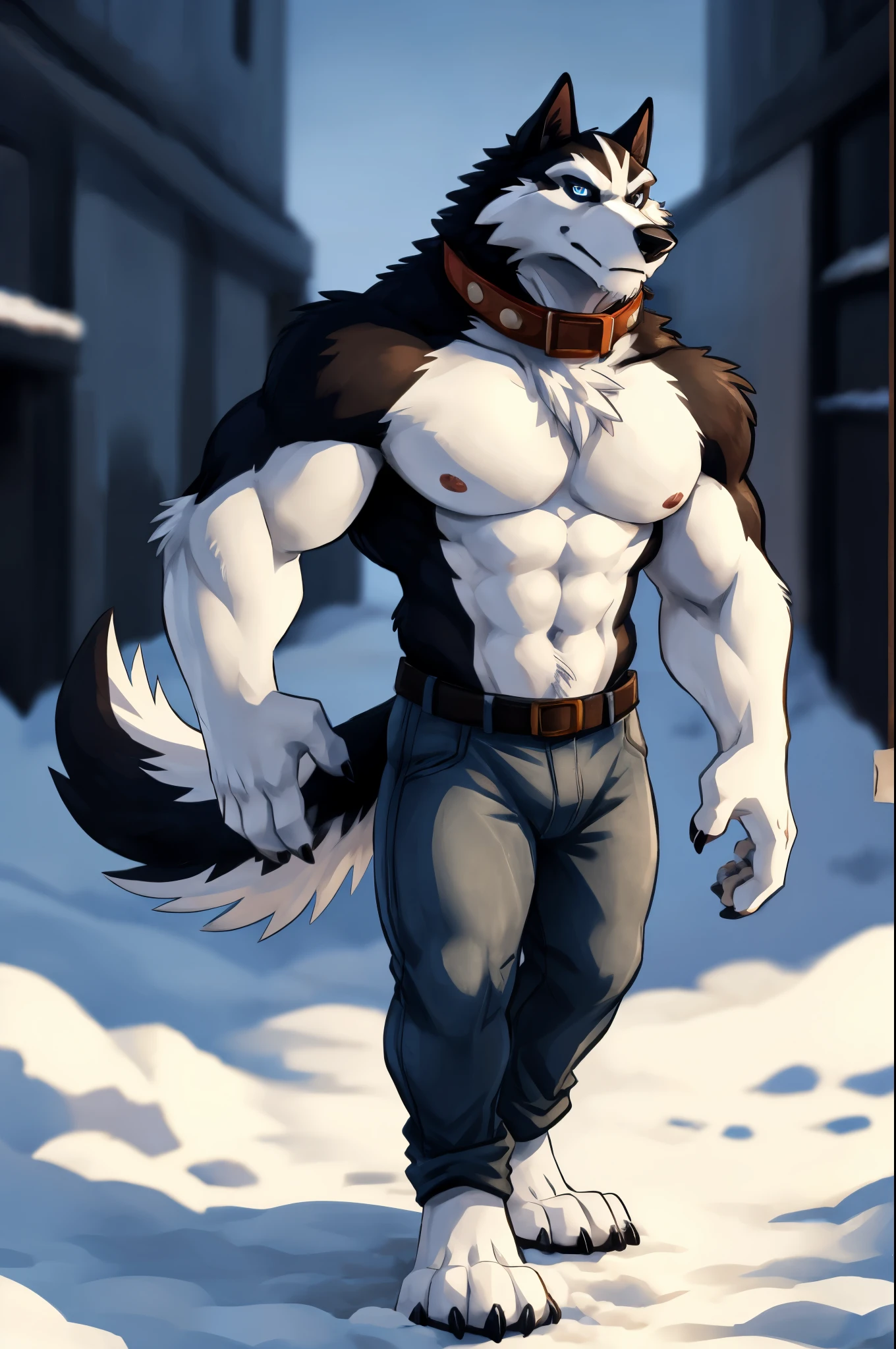 (Close-up), There is a Fox with Santa sweater, Christmas sweater, bare chest, open shirt, blue eyes, muscular, furry chest, fluffy fur, (NSFW:1.5), (Naked:1.2), Naked, huge penis, huge balls, veins, fluffy chest, bare chest, Sexybody, muscular, anthropomorphic, extra detailed body, detailed body, Best quality, masterpiece, ultra high res,detailed background,realistic, real shadow and light,depth of field, (looking at viewer), snow, covered with snow, snow flakes, winter, into the wood, santa Fox, whiskers.