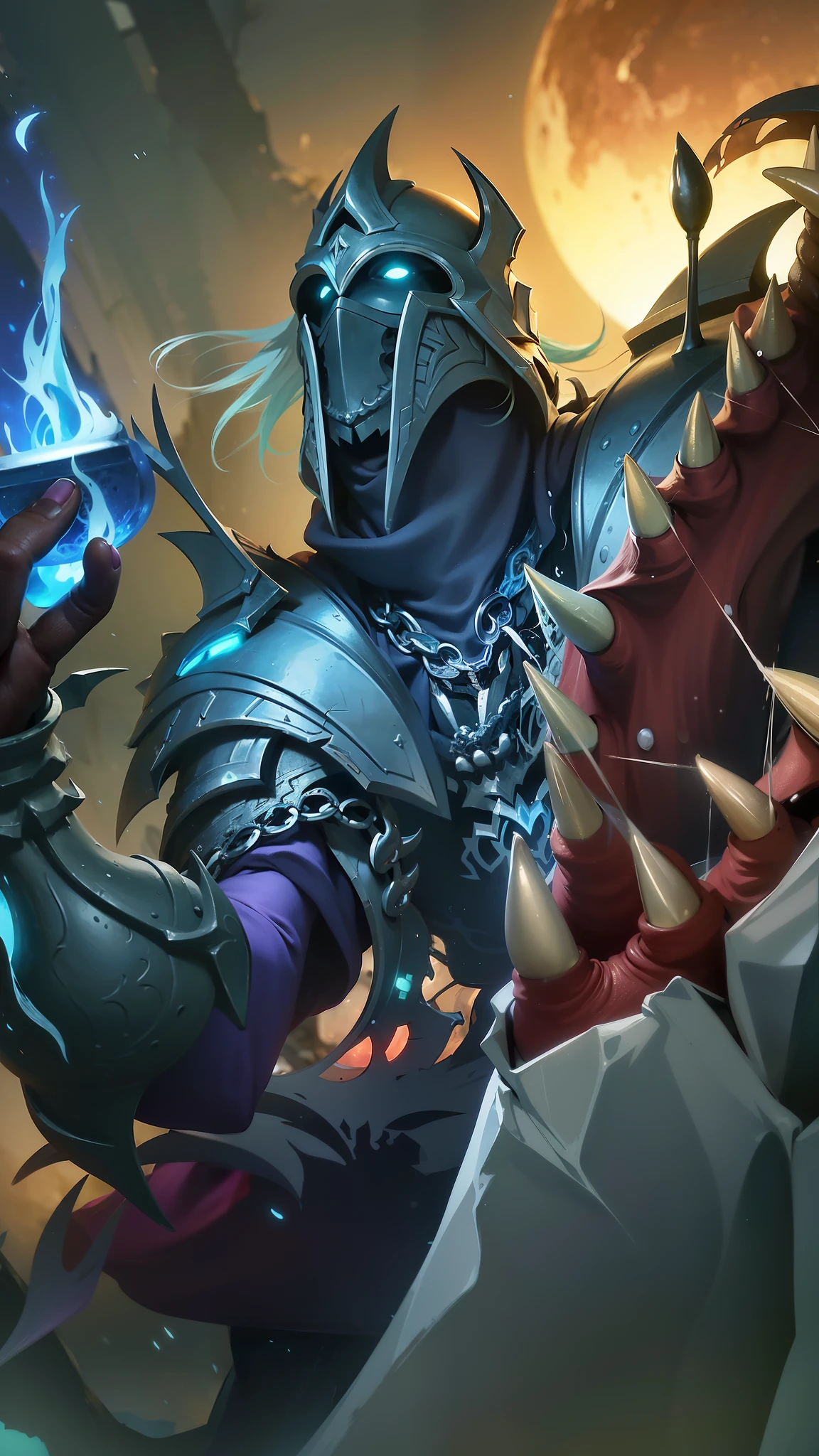 masterpiece, ((perfect eyes)) best quality, (semirealism:1.9), beautiful lighting, (extremely detailed CG unity 4k fhd wallpaper), High Detail, Sharp focus, dramatic outdoors, a close up of a person holding a fire and a sword, deathknight, arthas, arthas menethil, death knight, painted portrait of mordekaiser, hearthstone art, darksiders art style, hearthstone card art, darksiders style, lich king, splash art, world of warcraft splash art, fantasy hearthstone art style, hearthstone style art, the lich king.