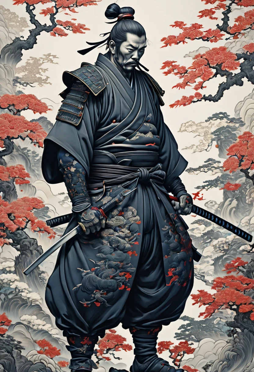 samurai, by James Jean, best quality, masterpiece, Representative work, official art, Professional, Ultra intricate detailed, 8k