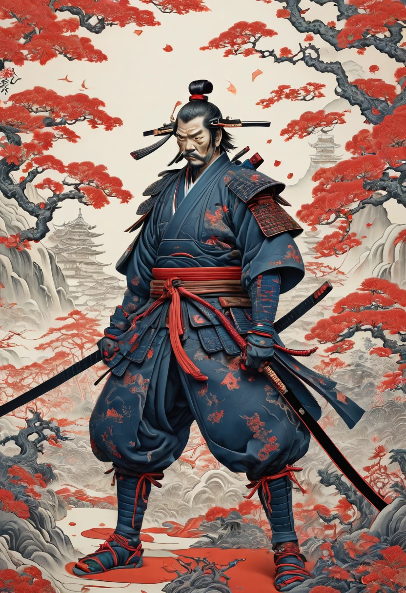 samurai, Pixel Art, (best quality, masterpiece, Representative work, official art, Professional, Ultra intricate detailed, 8k)