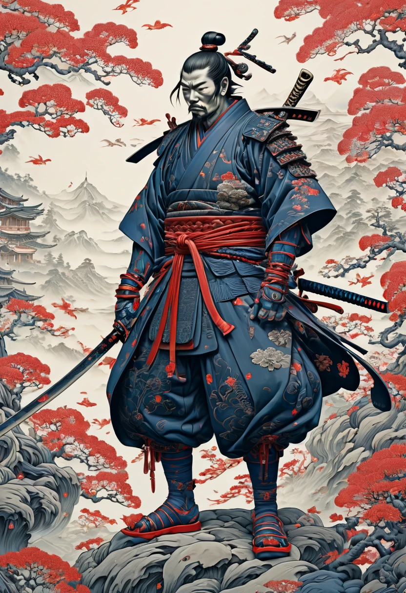 samurai, Pixel Art, (best quality, masterpiece, Representative work, official art, Professional, Ultra intricate detailed, 8k)