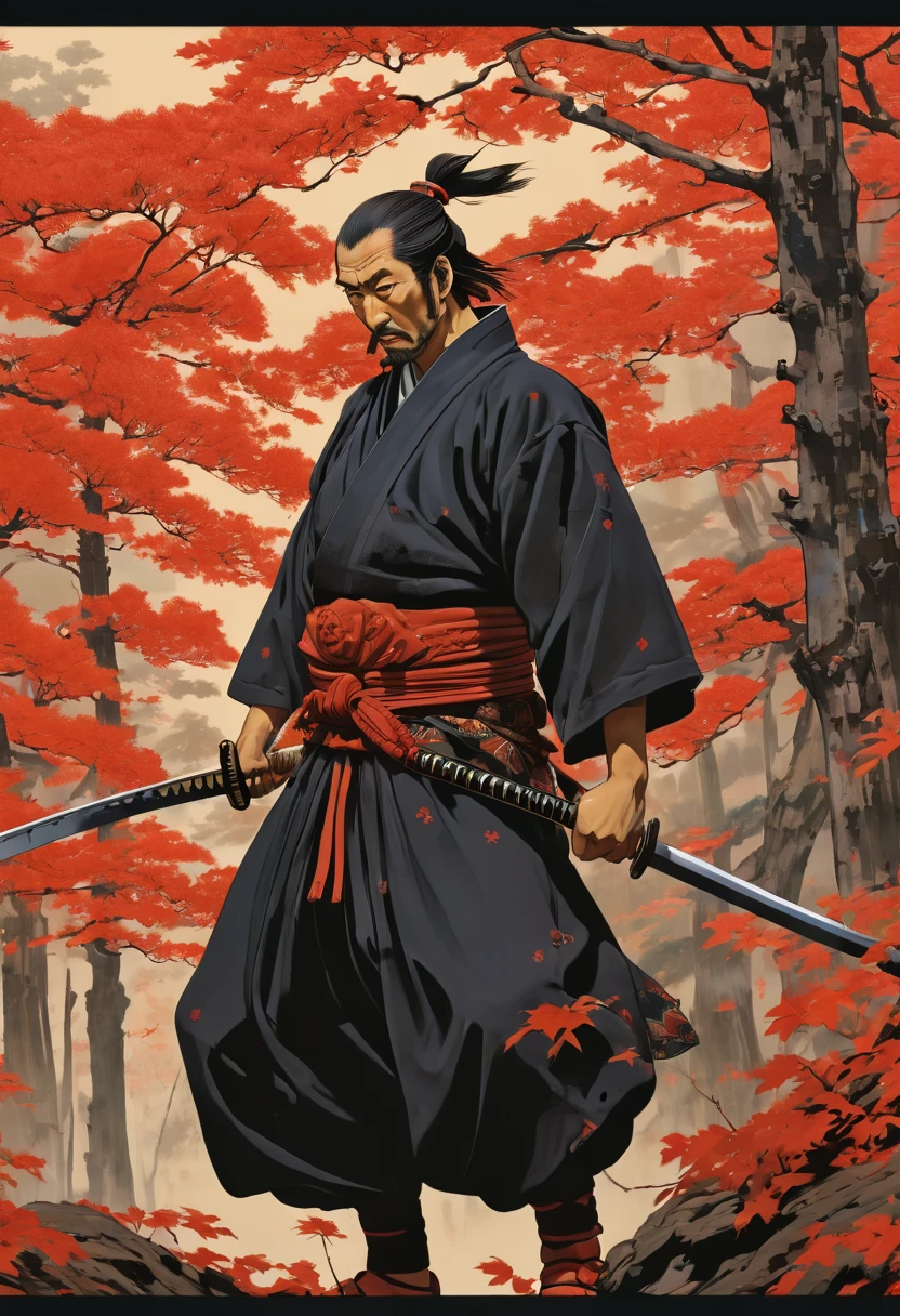 samurai, by Satoshi Kon, best quality, masterpiece, Representative work, official art, Professional, Ultra intricate detailed, 8k