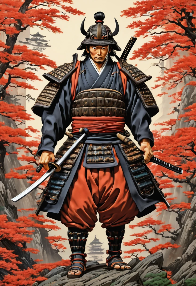 samurai, by Fujiko F. Fujio, best quality, masterpiece, Representative work, official art, Professional, Ultra intricate detailed, 8k